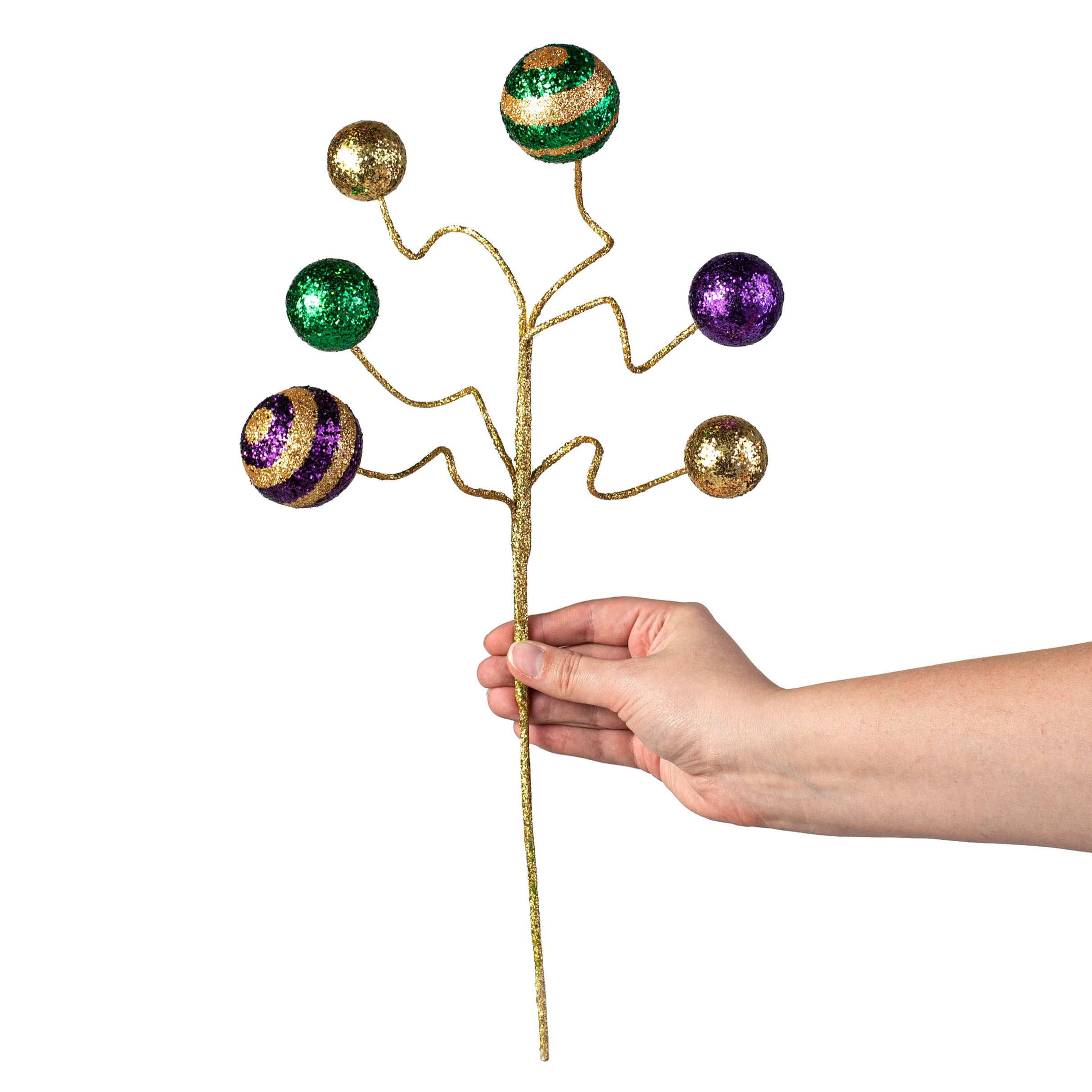 17" Stripe & Solid Glitter Ball Pick: Mardi Gras detail photo 3