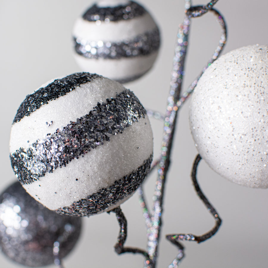 19" Stripe & Solid Glitter Ball Pick: Pewter & White Lifestyle Photo