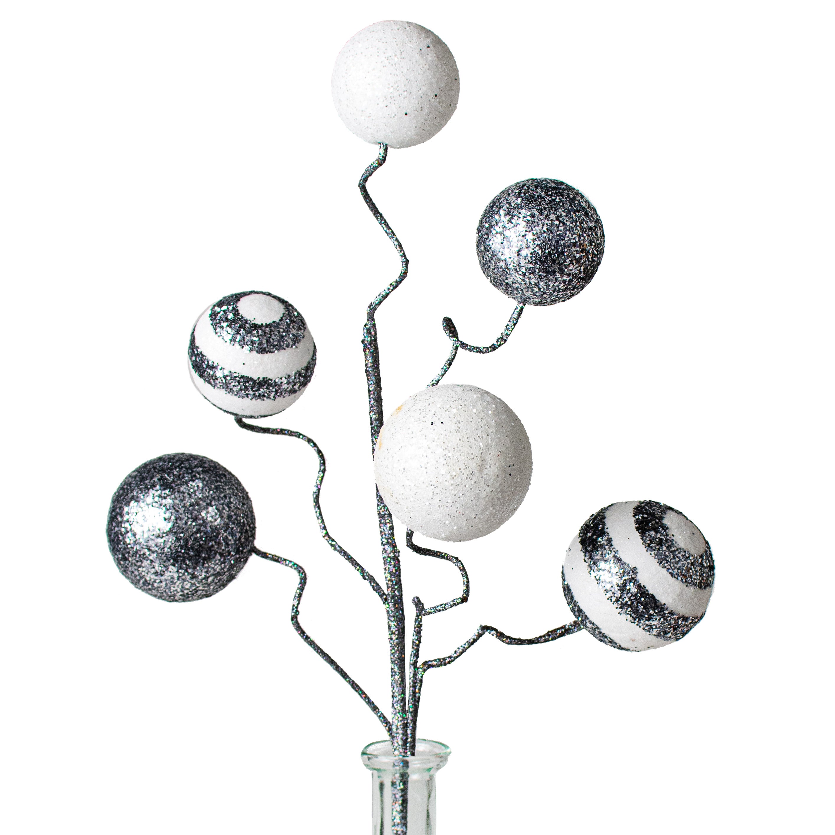 19" Stripe & Solid Glitter Ball Pick: Pewter & White Item Number: XS1045N7