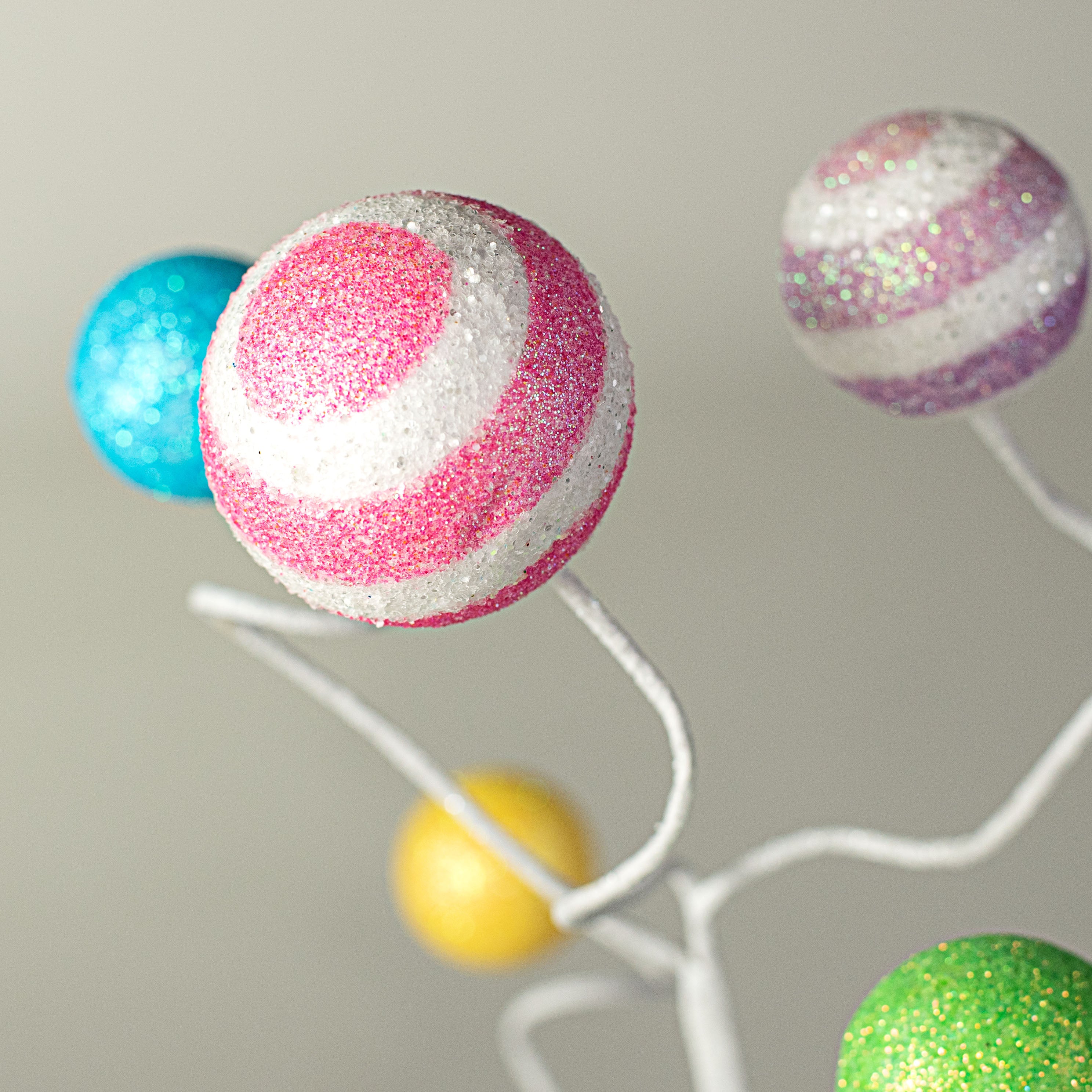 17" Stripe & Solid Glitter Ball Pick: Pink, Blue, Lavender, Yellow, White, Green Lifestyle Photo