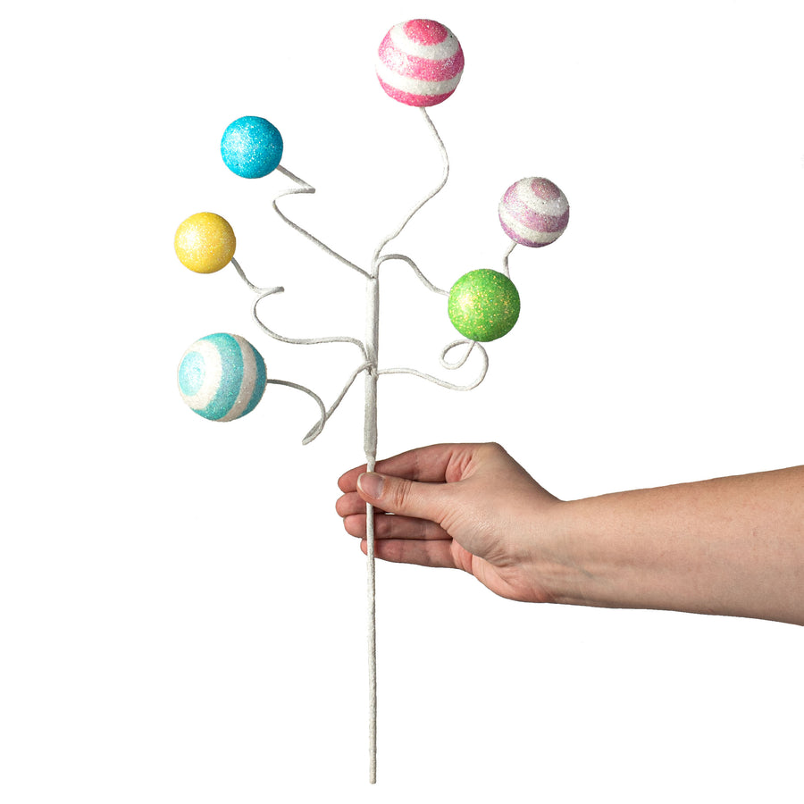 17" Stripe & Solid Glitter Ball Pick: Pink, Blue, Lavender, Yellow, White, Green detail photo 3