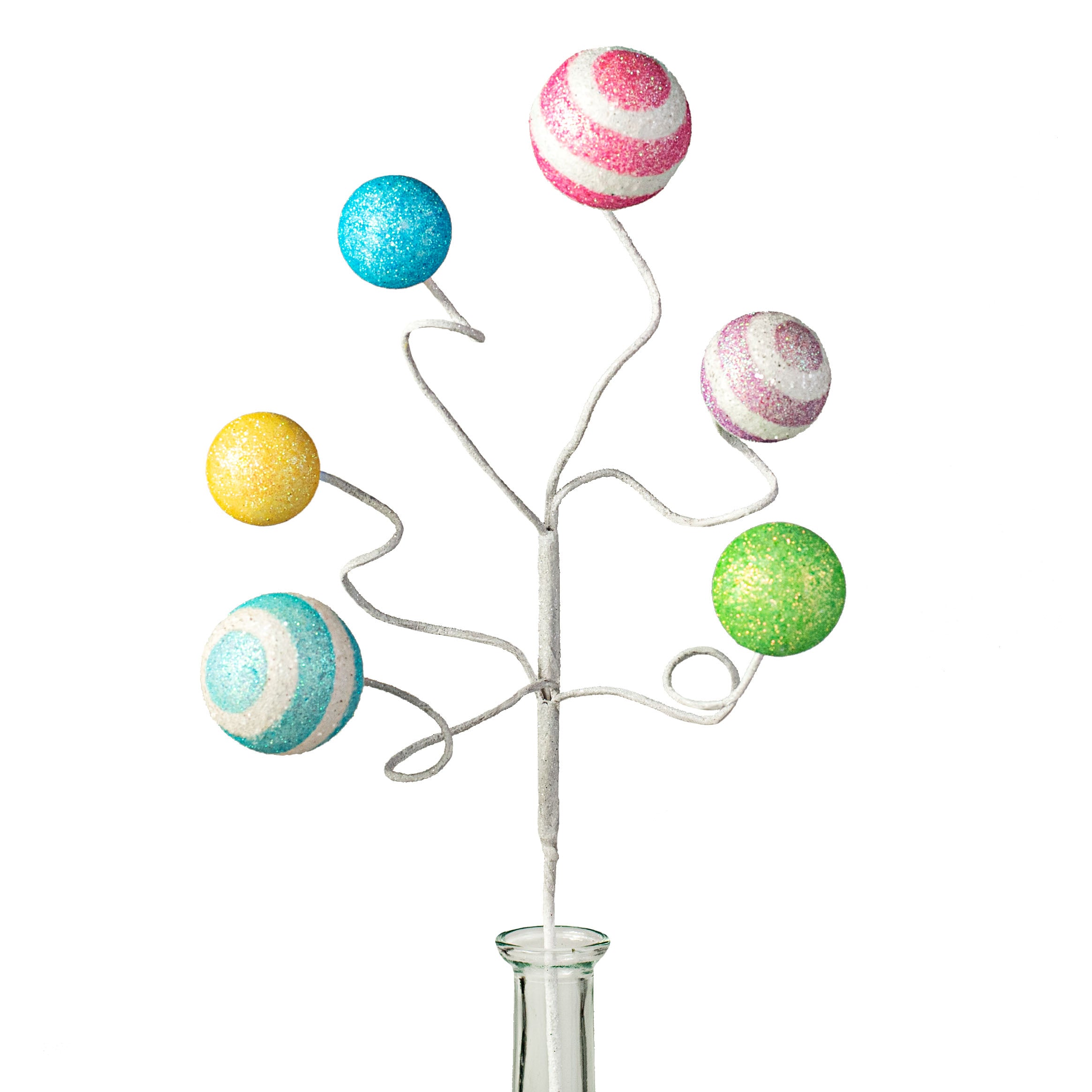 17" Stripe & Solid Glitter Ball Pick: Pink, Blue, Lavender, Yellow, White, Green Item Number: HE4156C3