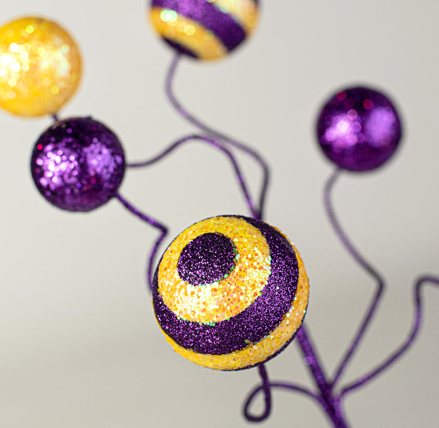 17" Stripe & Solid Glitter Ball Pick: Purple & Yellow Lifestyle Photo