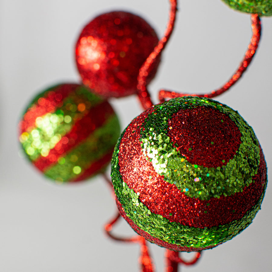 17" Stripe & Solid Glitter Ball Pick: Red & Lime Green Lifestyle Photo