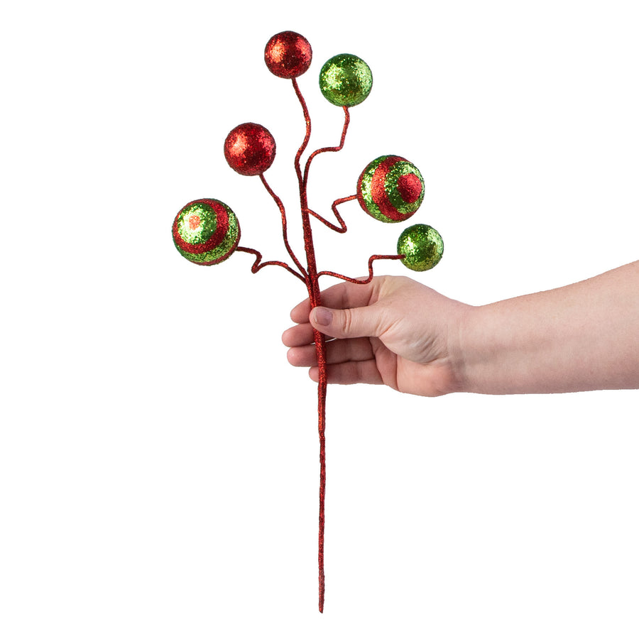 17" Stripe & Solid Glitter Ball Pick: Red & Lime Green detail photo 3