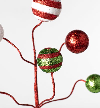 17" Stripe & Solid Glitter Ball Pick: Red, Lime, White Lifestyle Photo