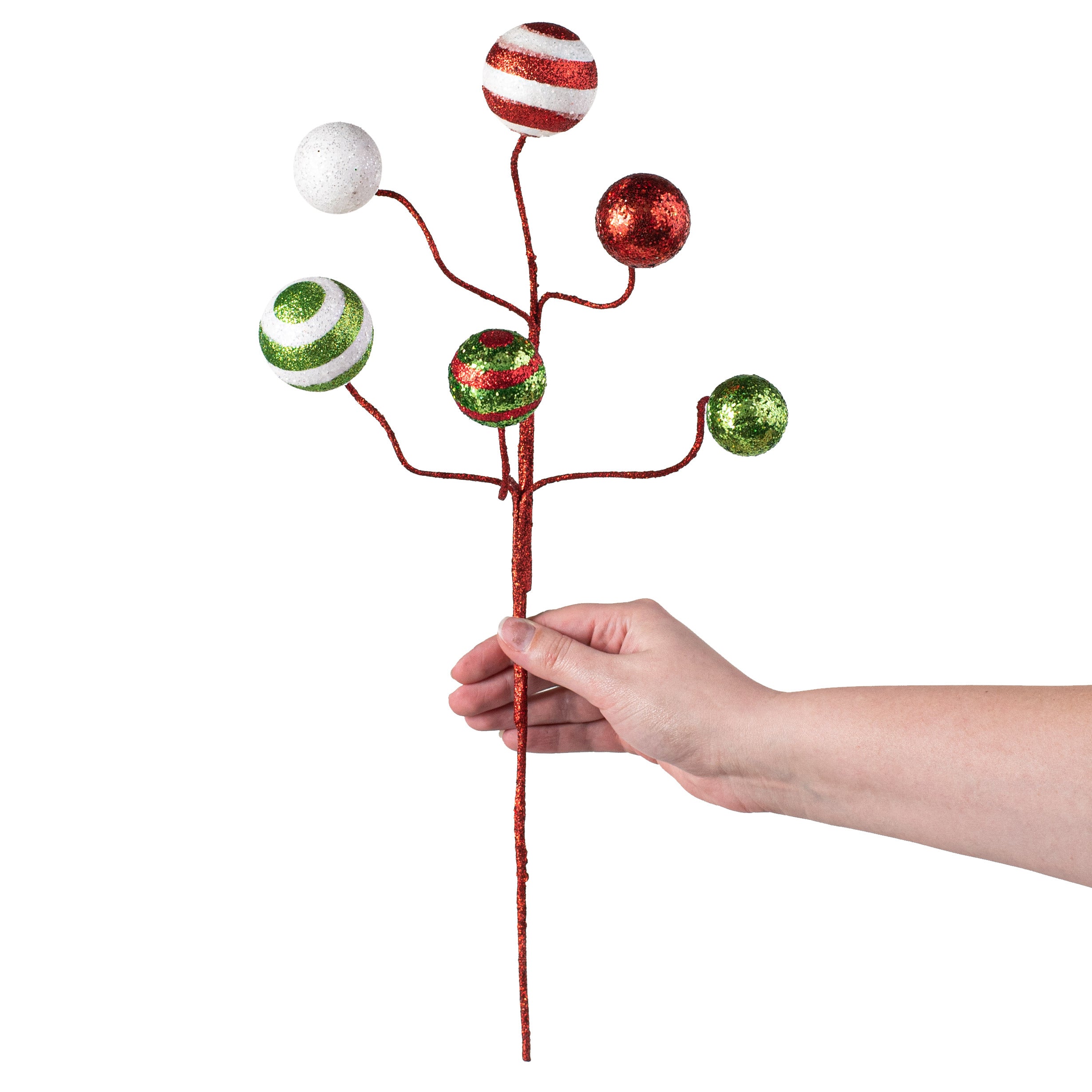 17" Stripe & Solid Glitter Ball Pick: Red, Lime, White detail photo 3