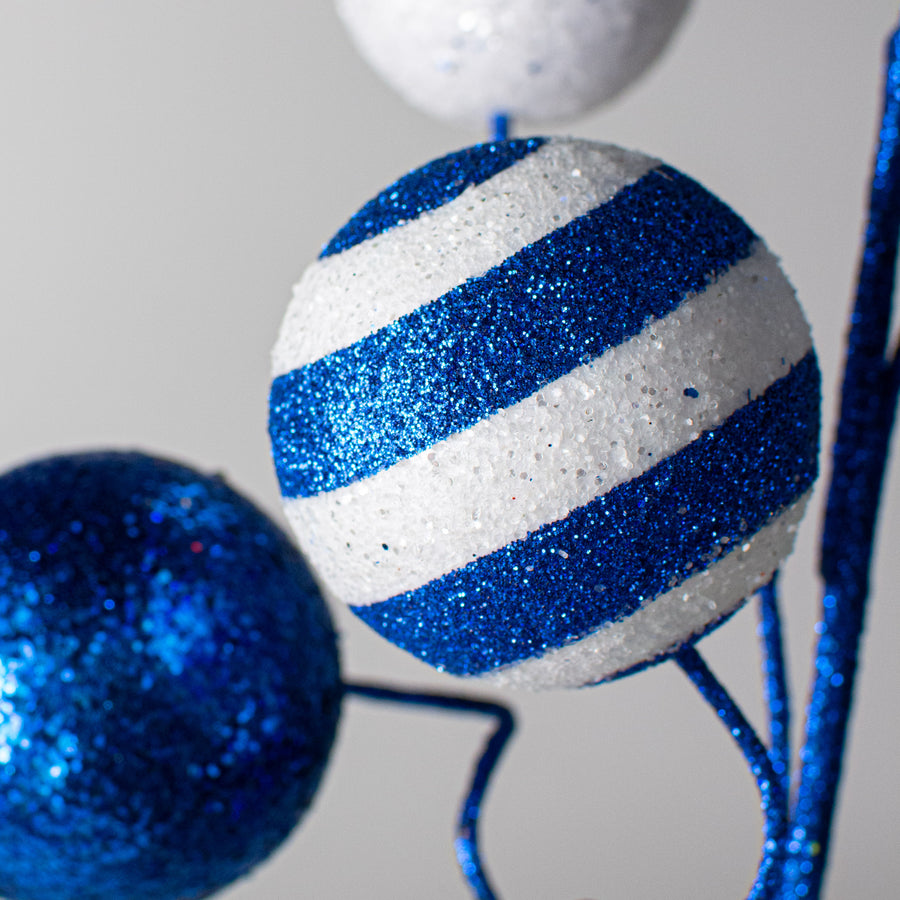 19" Stripe & Solid Glitter Ball Pick: Royal Blue & White Lifestyle Photo