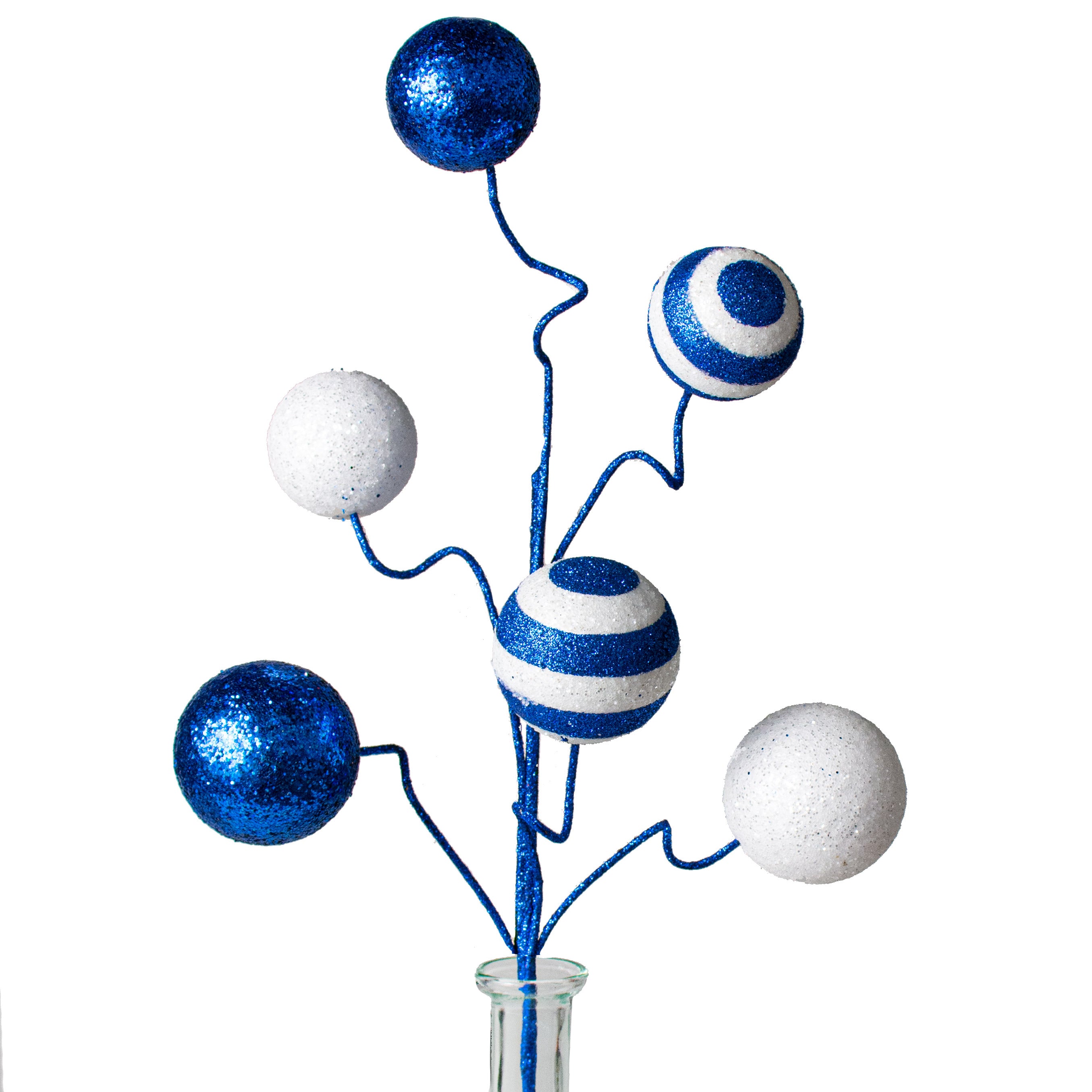19" Stripe & Solid Glitter Ball Pick: Royal Blue & White Item Number: XS1045C6