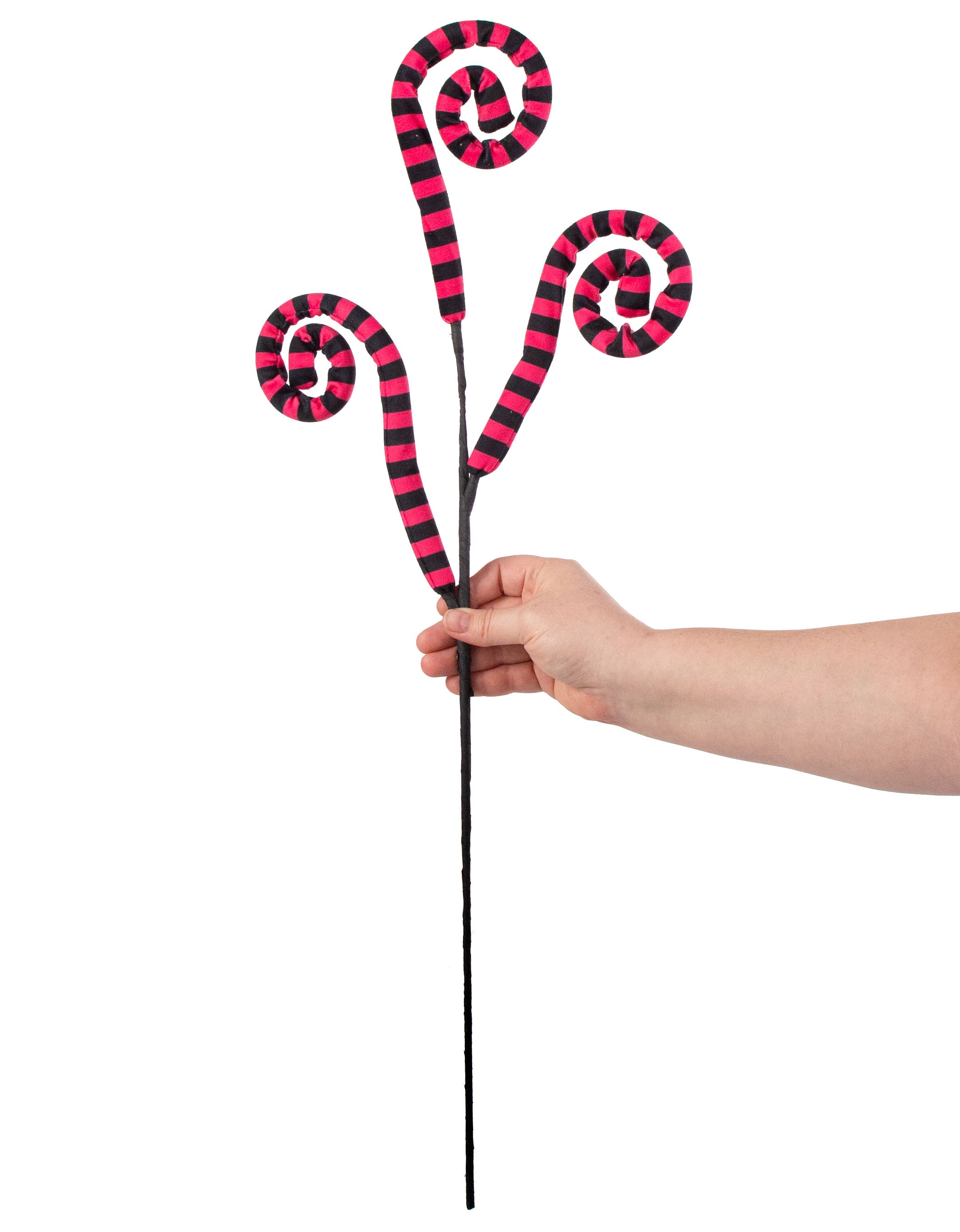 29" Stripe Spiral Curly Spray: Fuchsia & Black detail photo 3