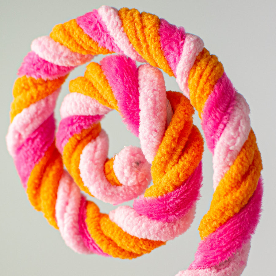 26" Stripe Spiral Curly Spray: Fuchsia, Pink, Orange Lifestyle Photo
