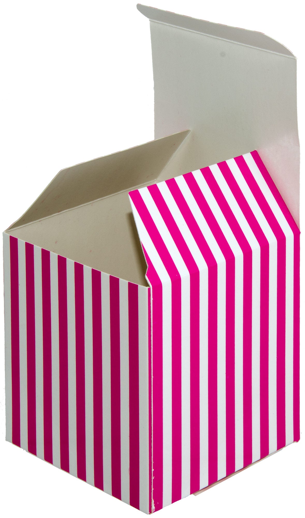 3" Striped Paper Favor Boxes: Hot Pink & White (12) Item Number: 1019-5