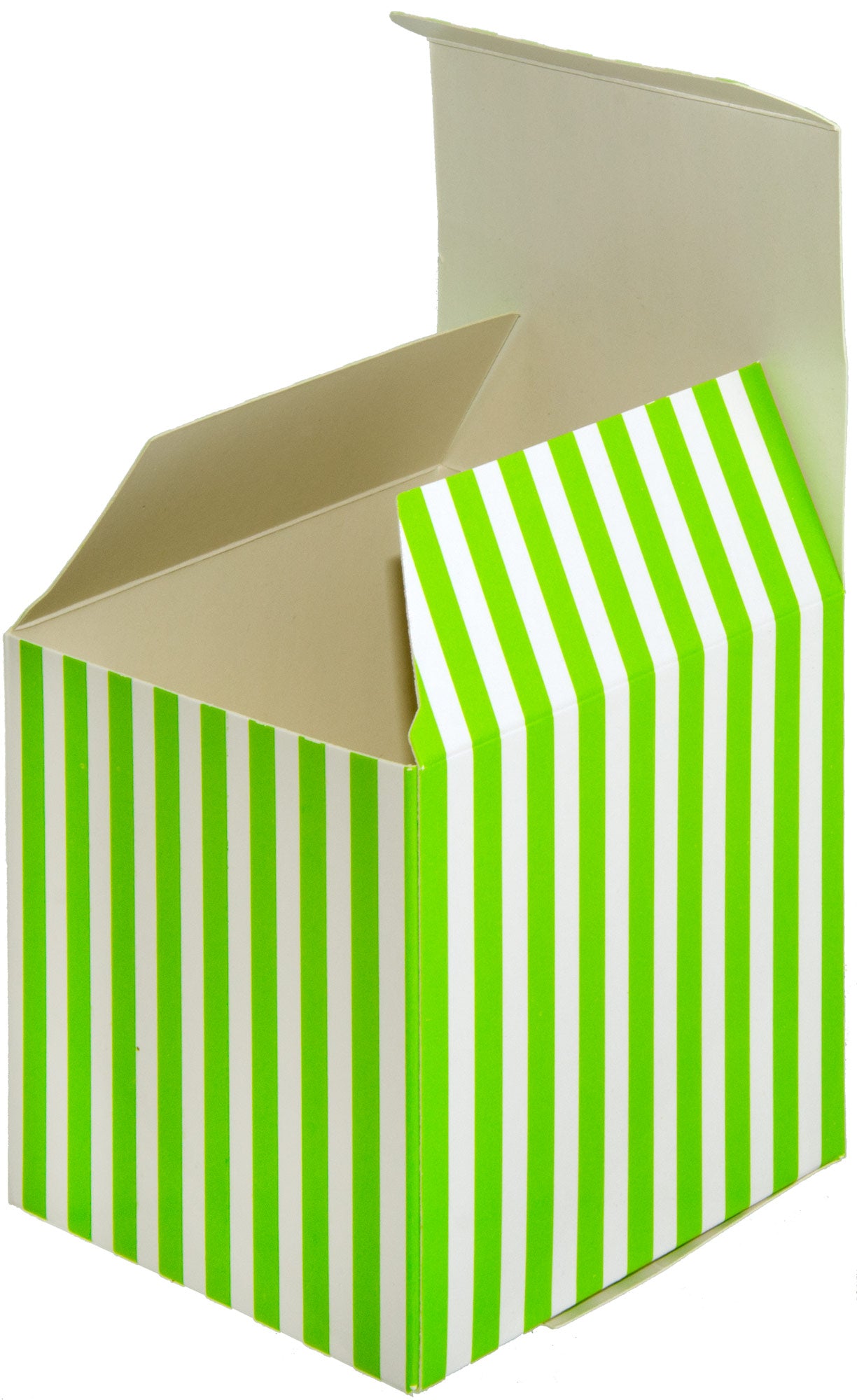 3" Striped Paper Favor Boxes: Lime Green & White (12) Item Number: 1019-4