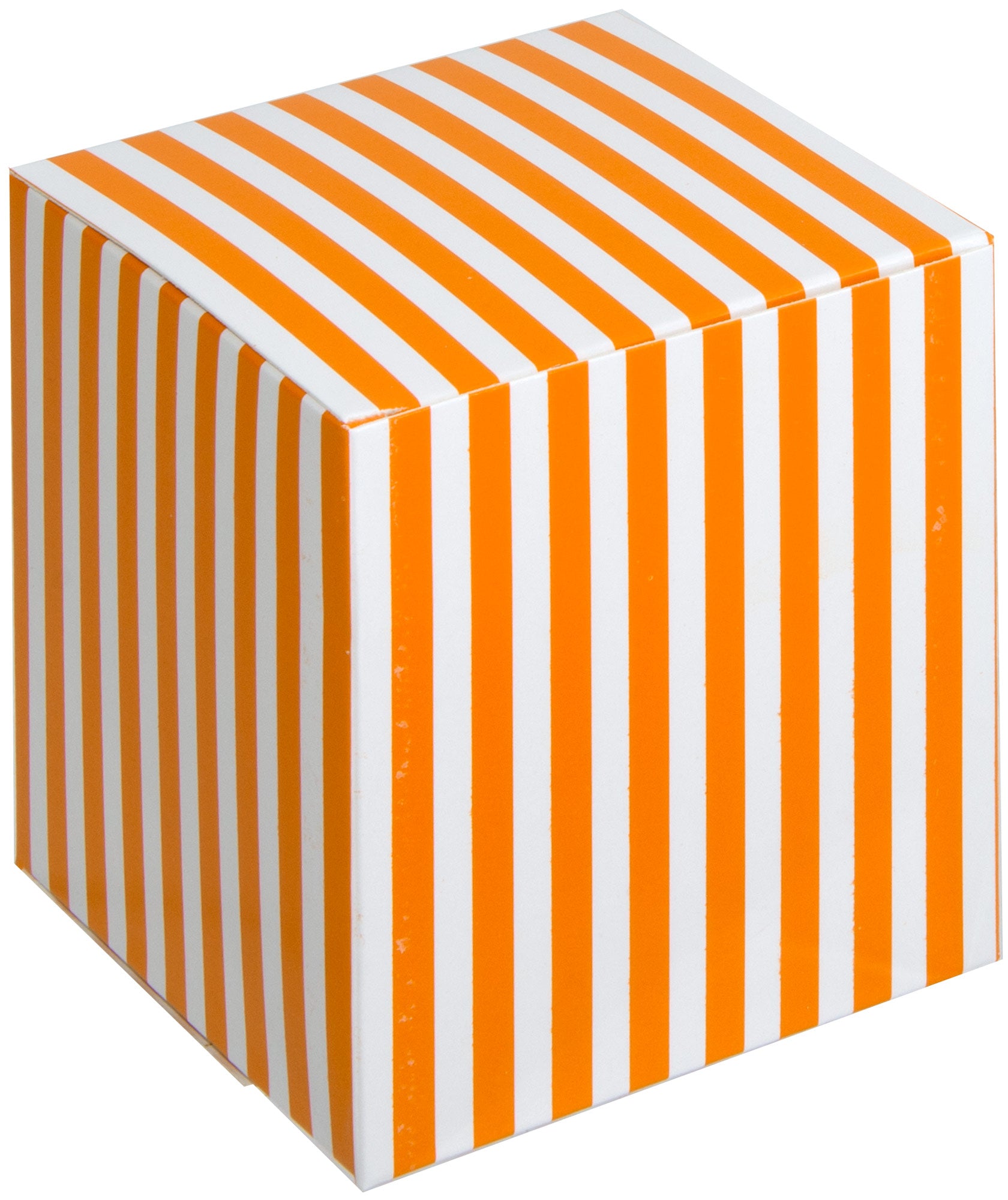 3" Striped Paper Favor Box: Orange & White (12) Lifestyle Photo