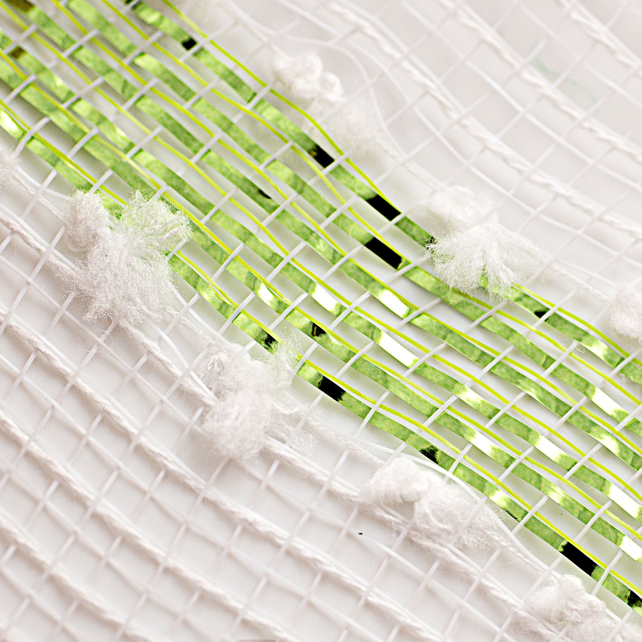 21" Striped Snowball Deco Mesh: Red, Emerald, Lime, White detail photo 3