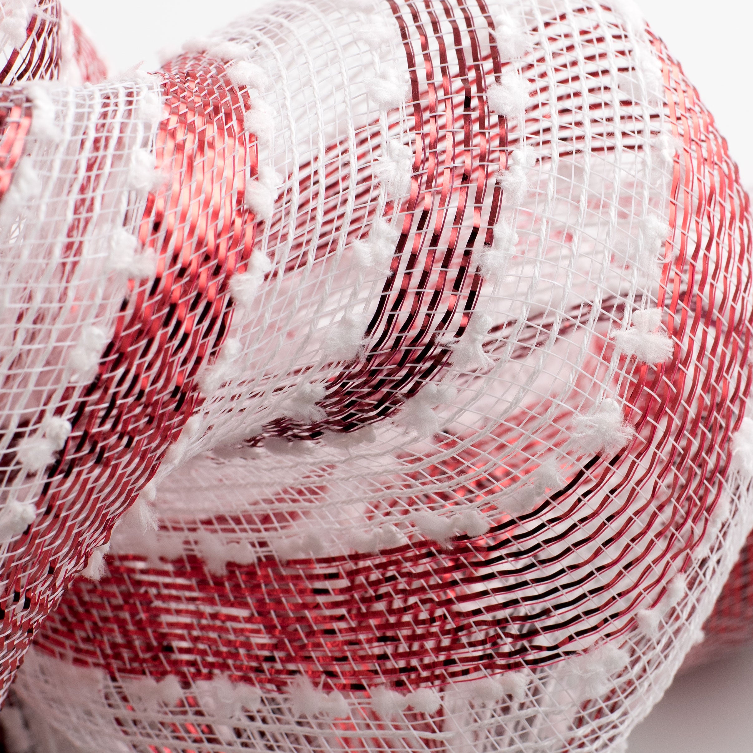 21" Striped Snowball Deco Mesh: Red & White Lifestyle Photo