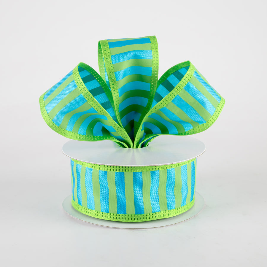 1.5" Stripes Ribbon: Turquoise & Lime (10 Yards) Lifestyle Photo
