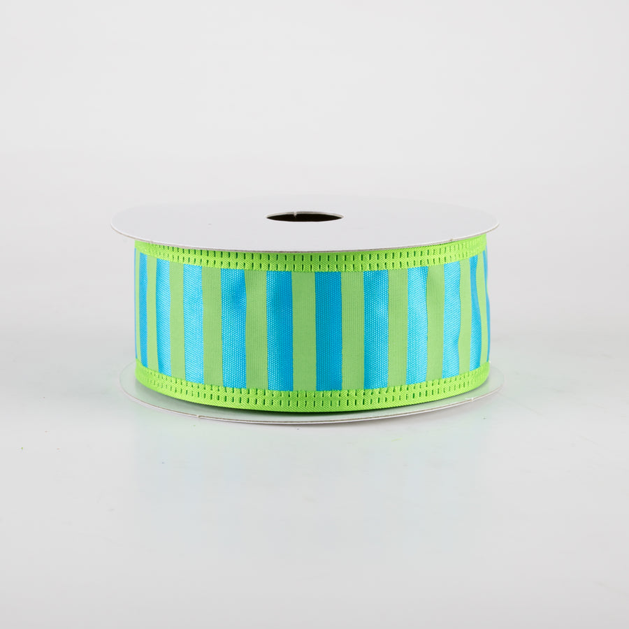 1.5" Stripes Ribbon: Turquoise & Lime (10 Yards)