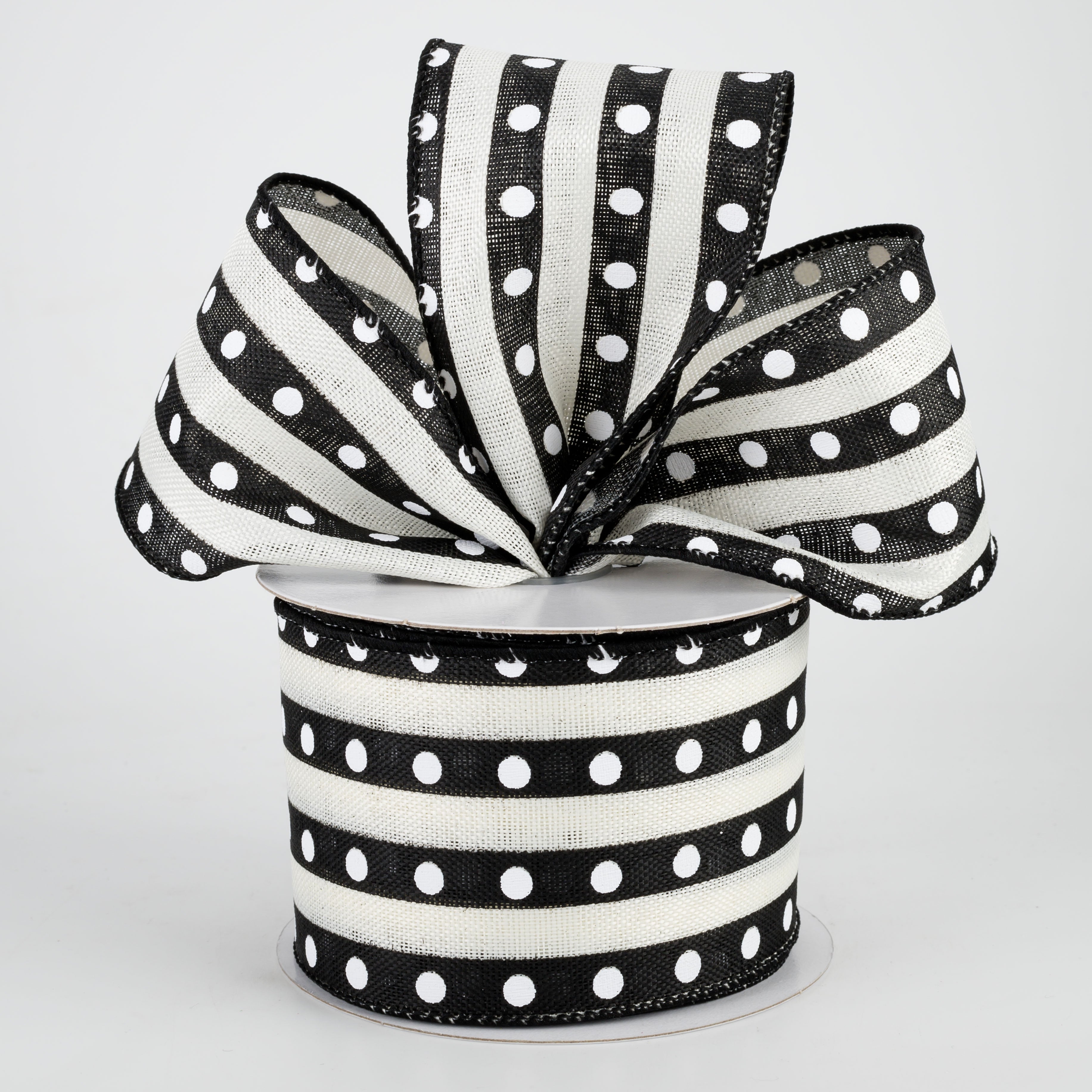2.5" Studded Stripes Ribbon: Black (10 Yards) Lifestyle Photo