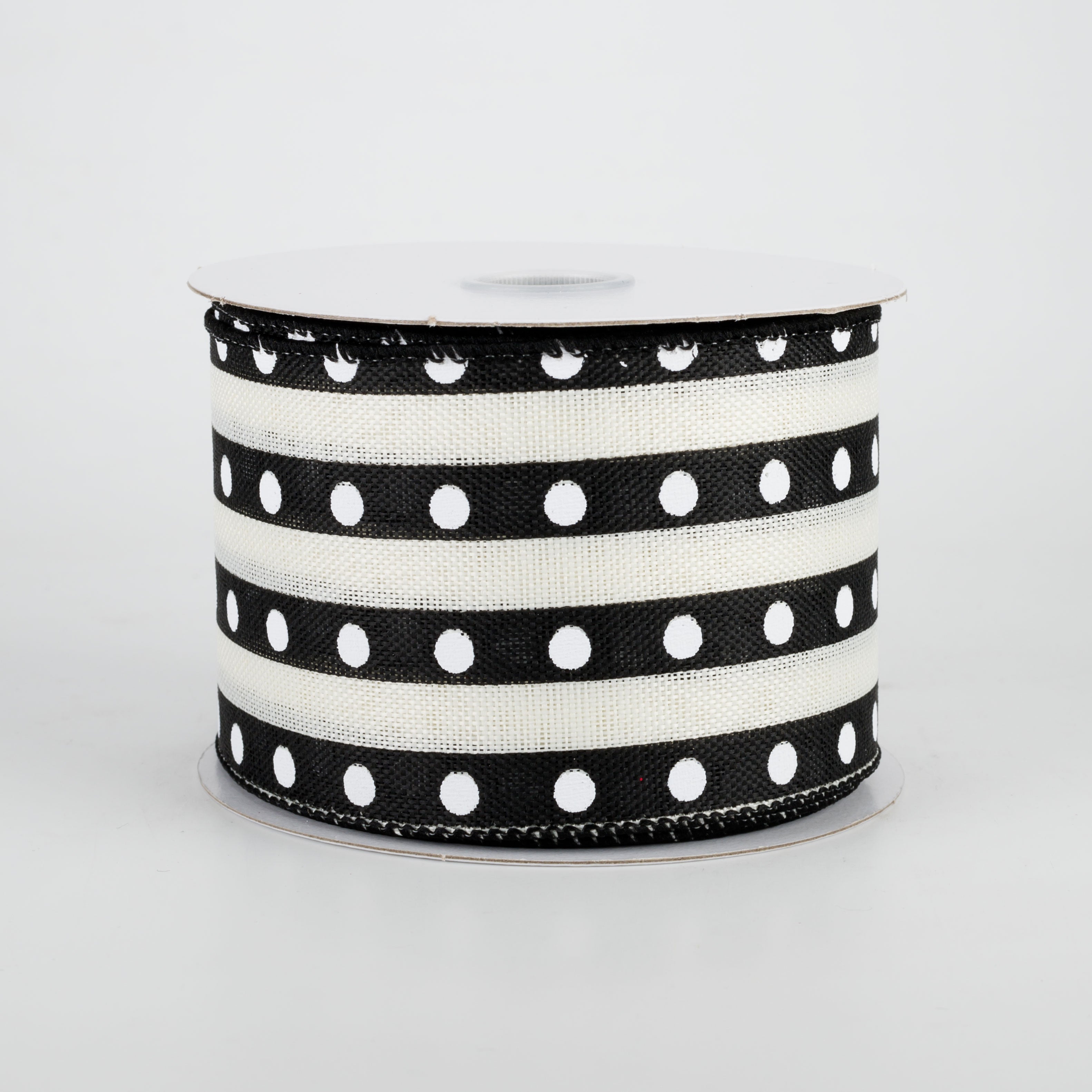 2.5" Studded Stripes Ribbon: Black (10 Yards)