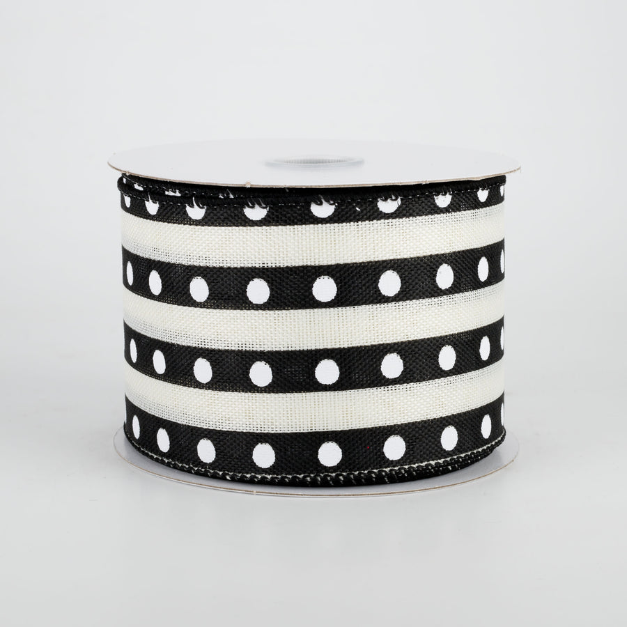 2.5" Studded Stripes Ribbon: Black (10 Yards)