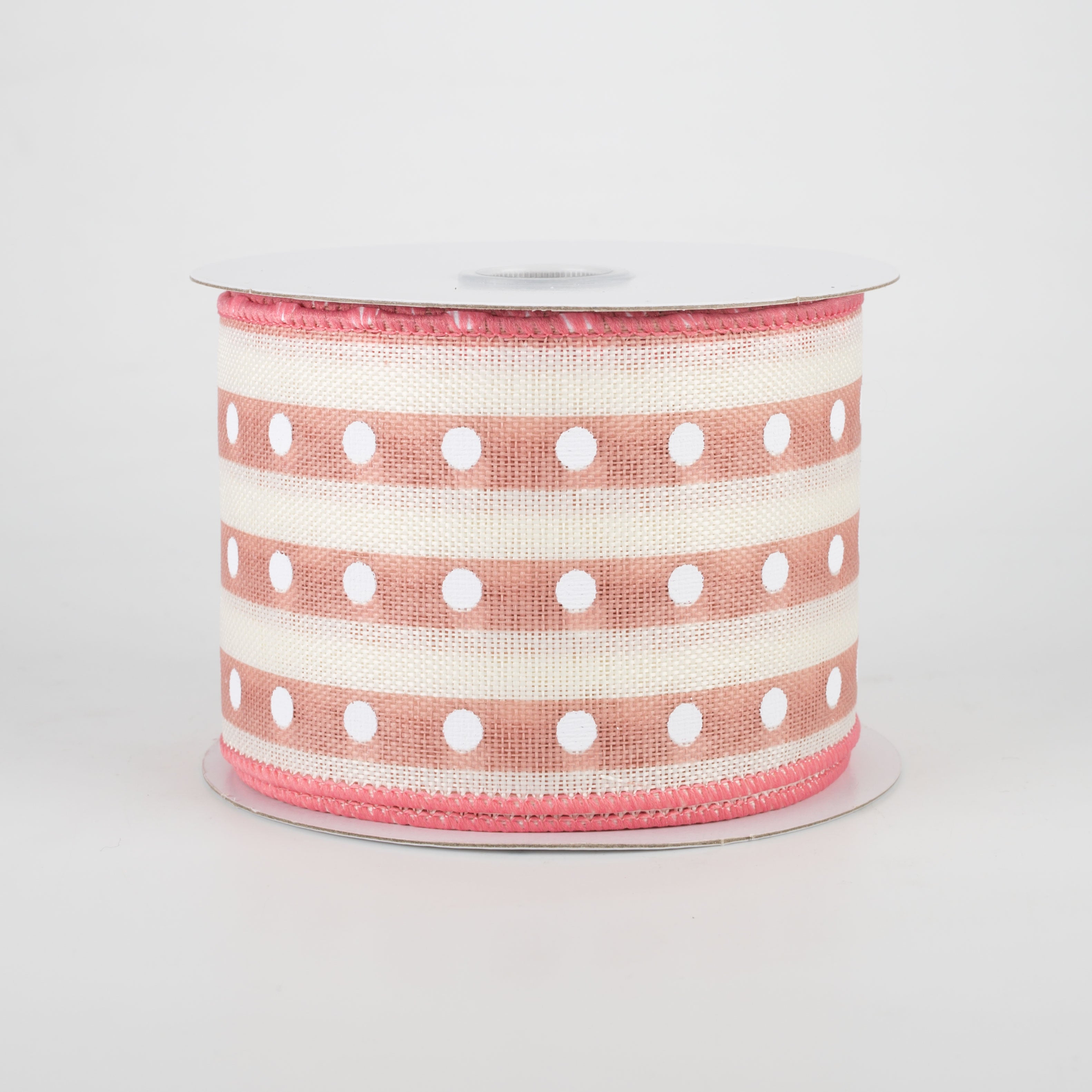 2.5" Studded Stripes Ribbon: Blush (10 Yards) Item Number: 41022-40-26