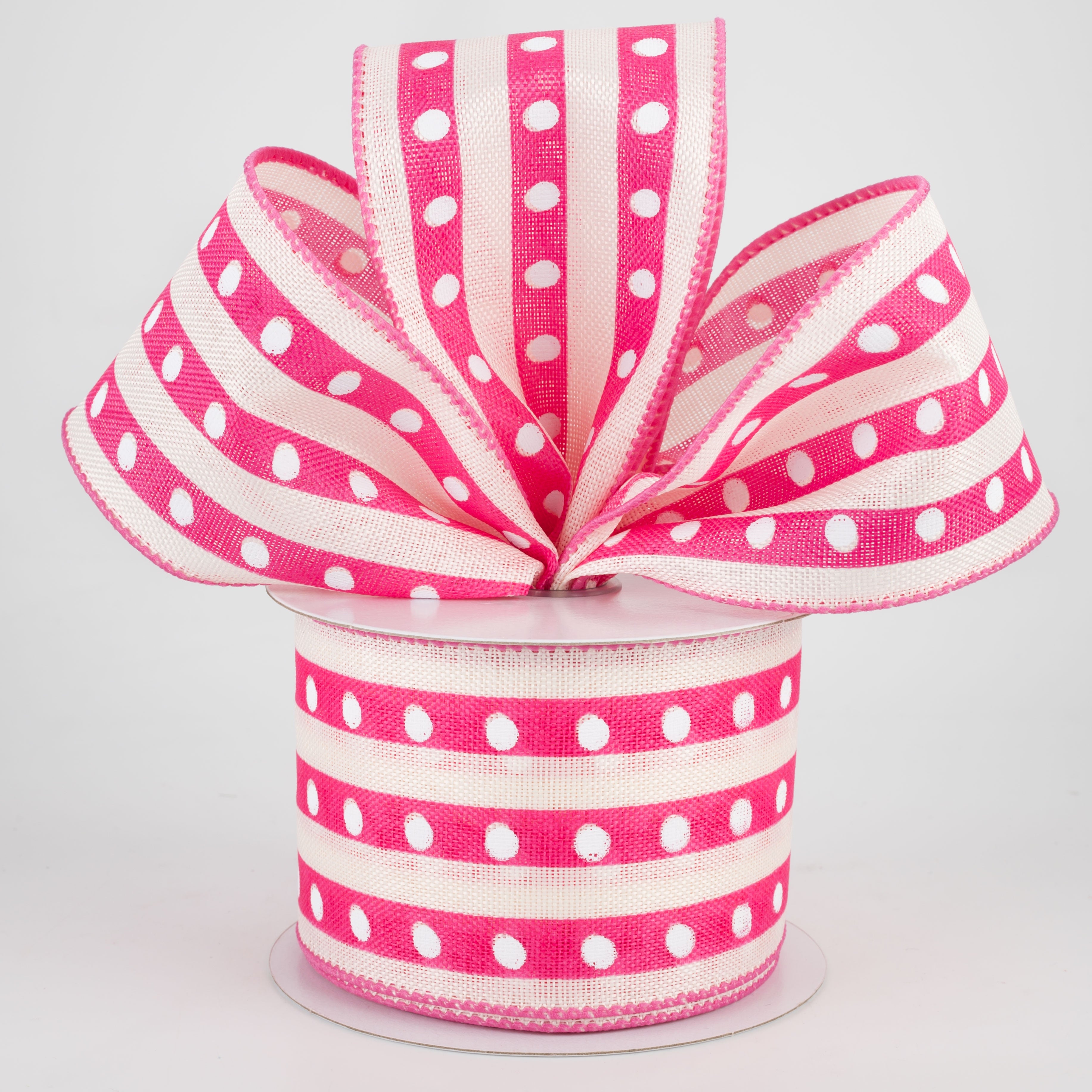 2.5" Studded Stripes Ribbon: Fuchsia (10 Yards) Lifestyle Photo