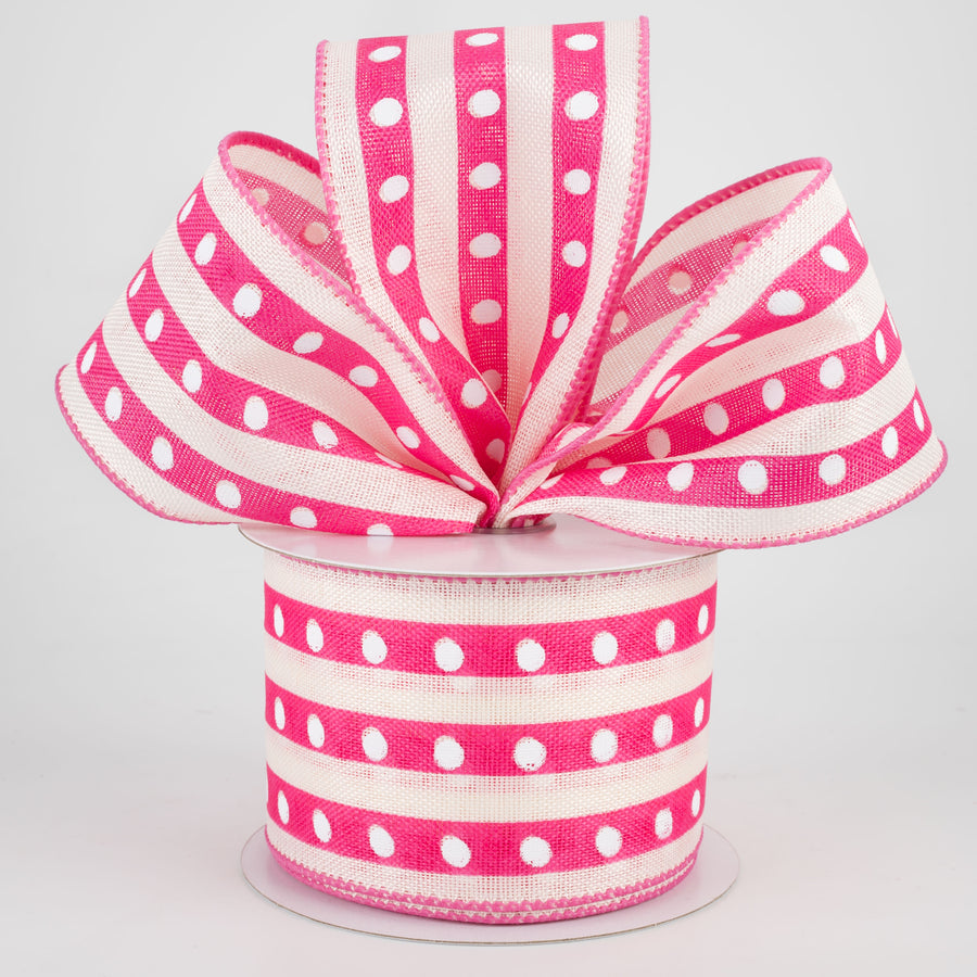 2.5" Studded Stripes Ribbon: Fuchsia (10 Yards) Lifestyle Photo