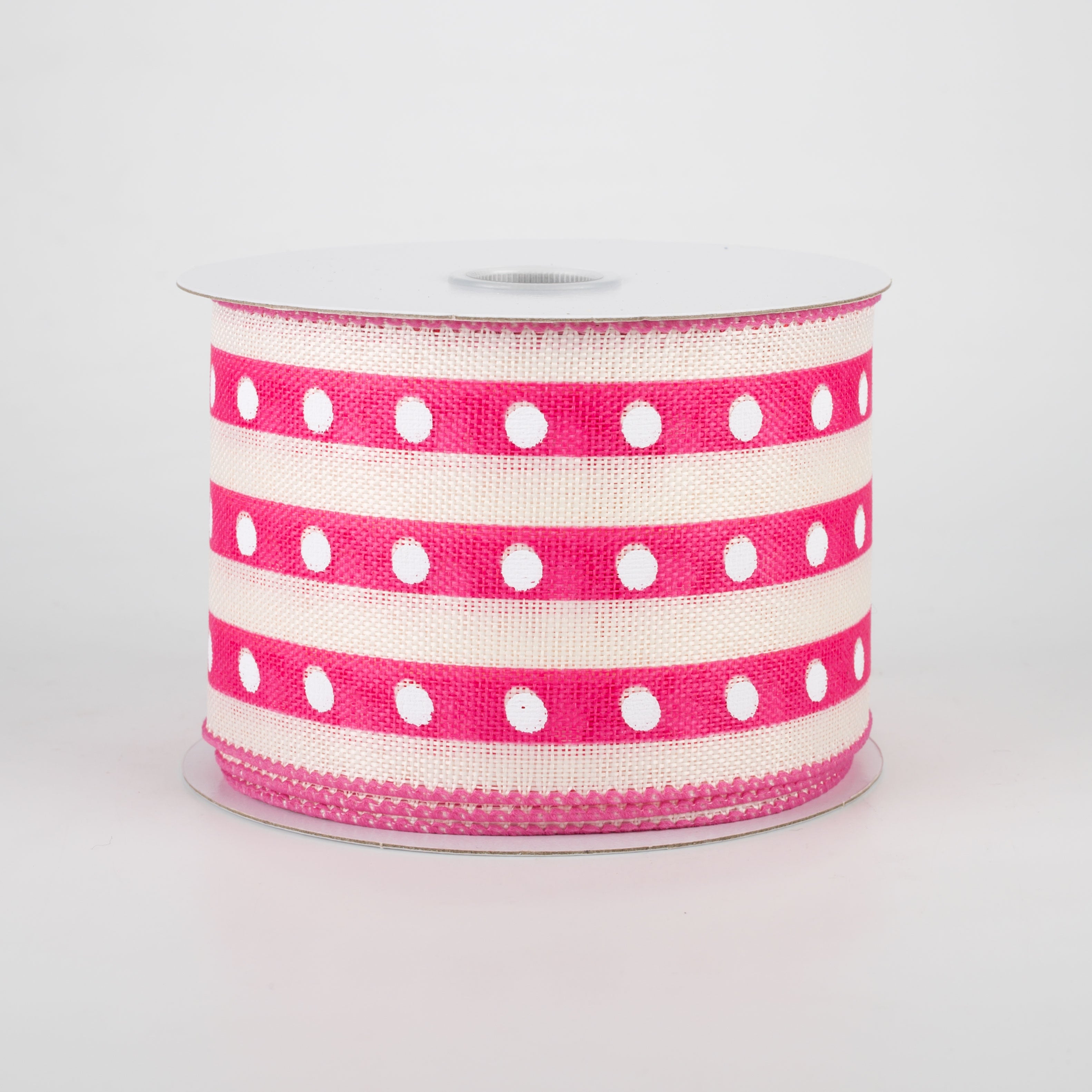 2.5" Studded Stripes Ribbon: Fuchsia (10 Yards)