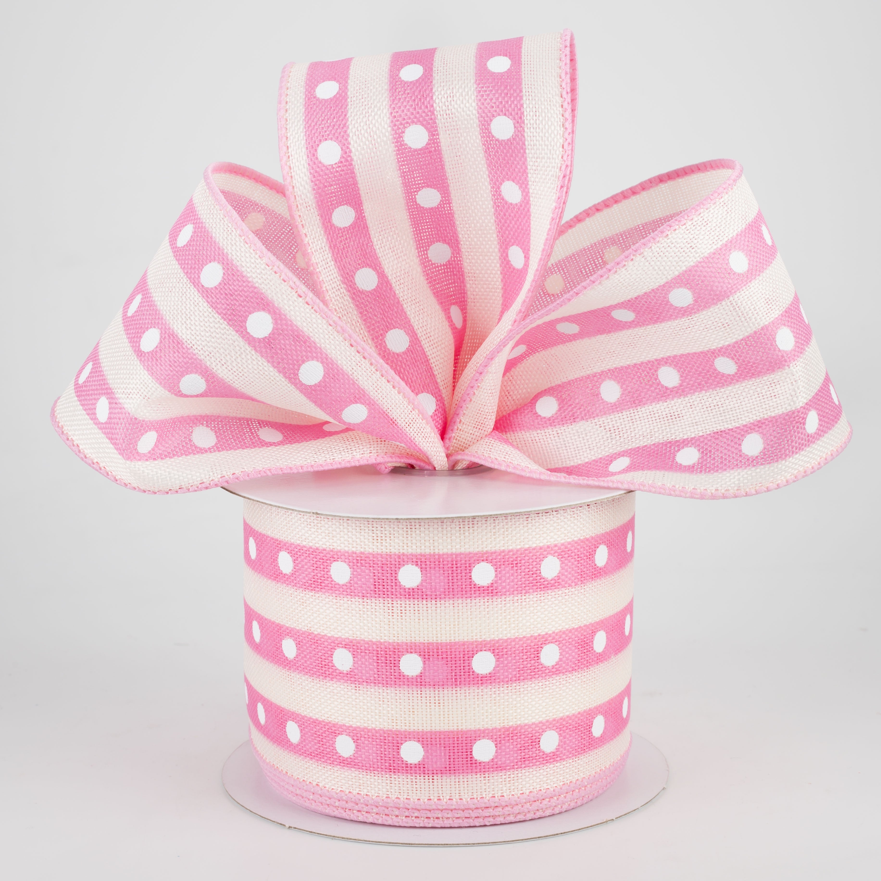 2.5" Studded Stripes Ribbon: Pink (10 Yards) Lifestyle Photo
