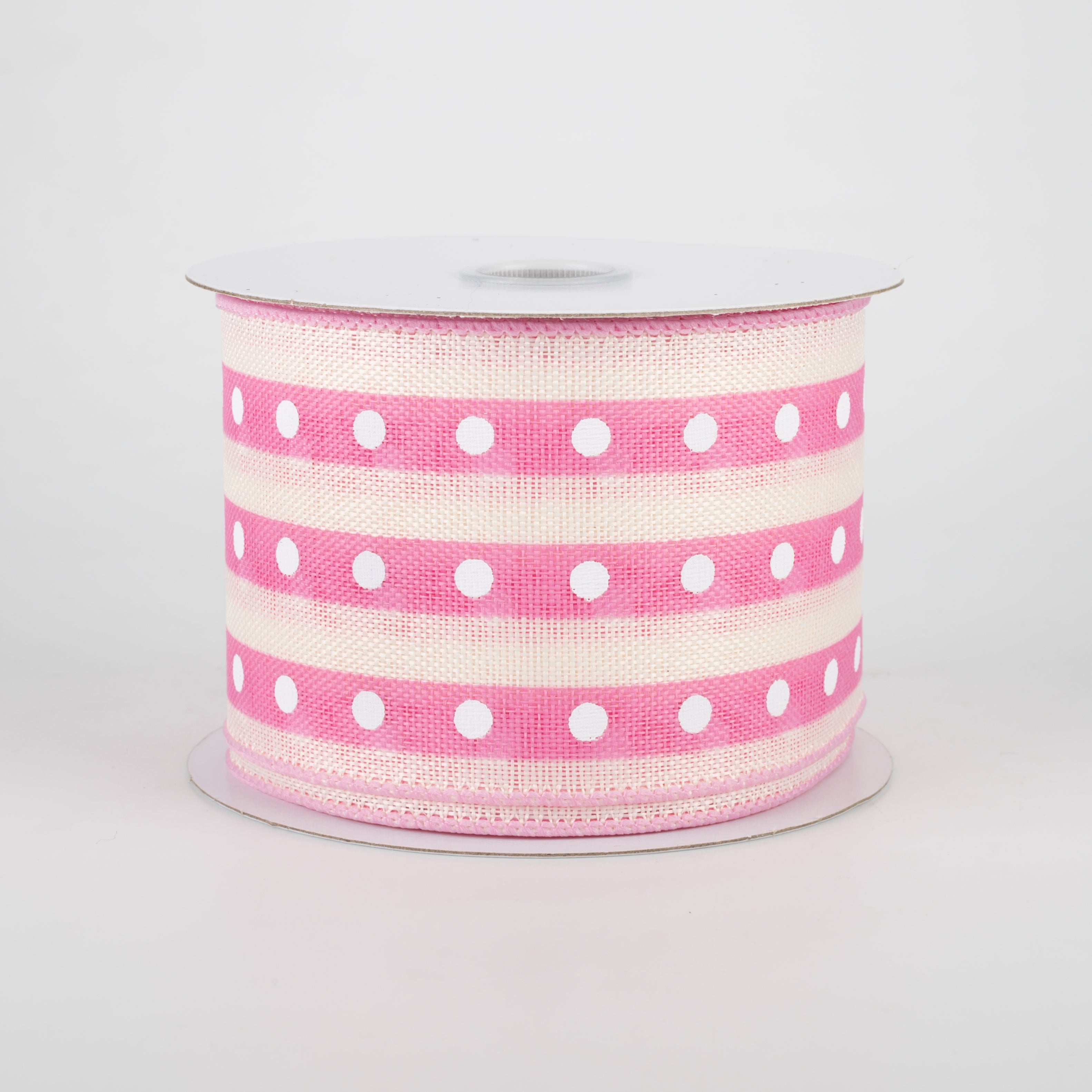 2.5" Studded Stripes Ribbon: Pink (10 Yards)