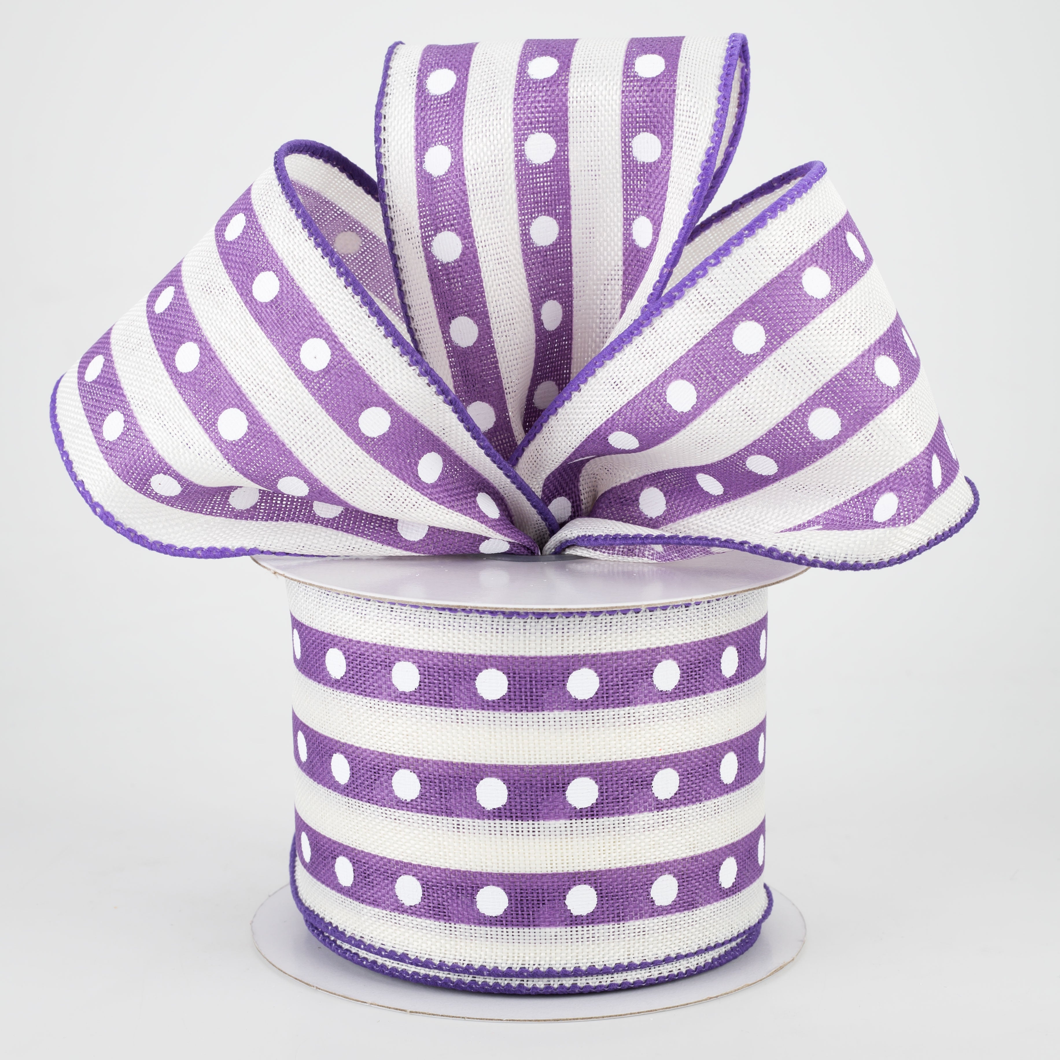 2.5" Studded Stripes Ribbon: Purple (10 Yards) Lifestyle Photo