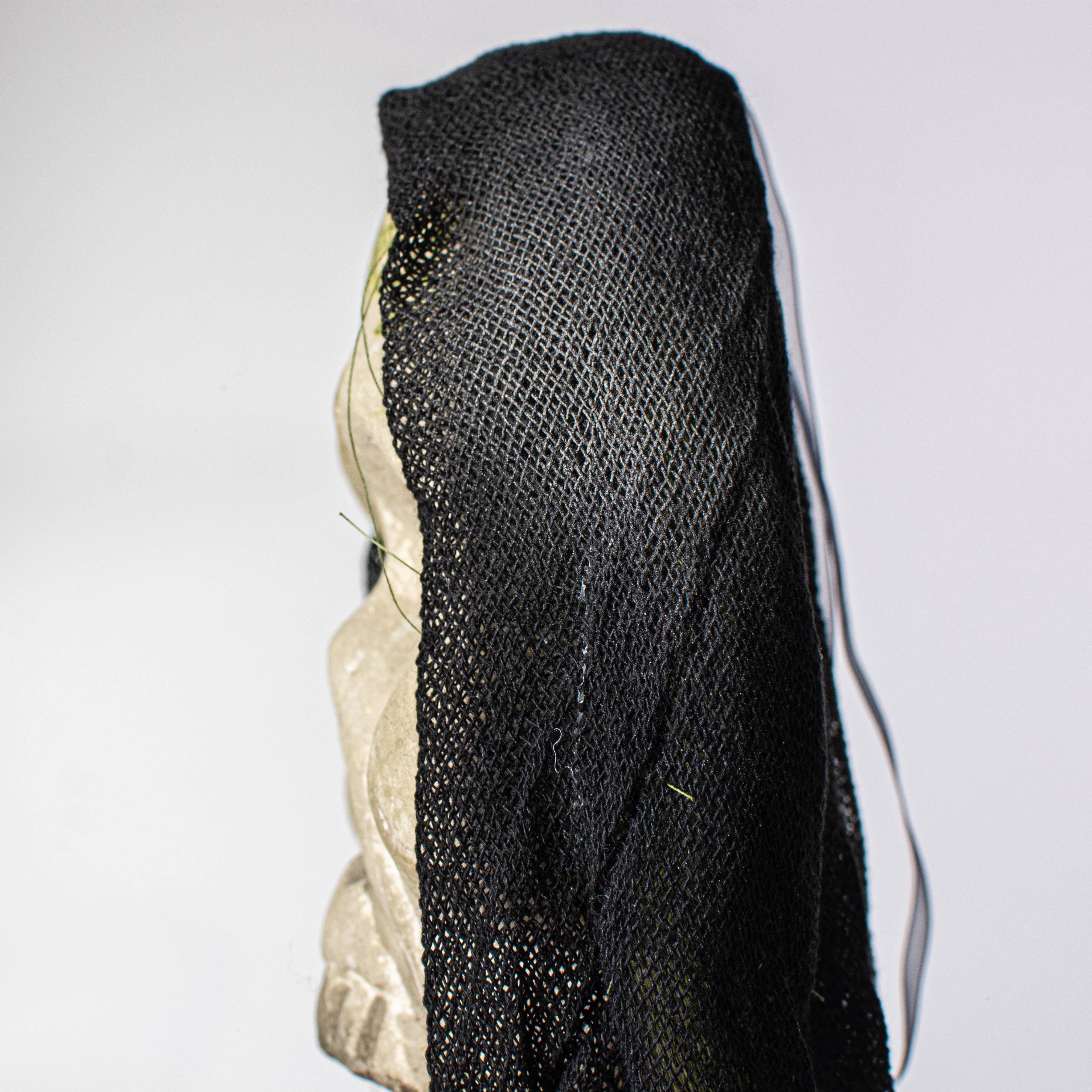 20" x 6" Styrofoam & Burlap Witch Skull: Green & Black detail photo 3