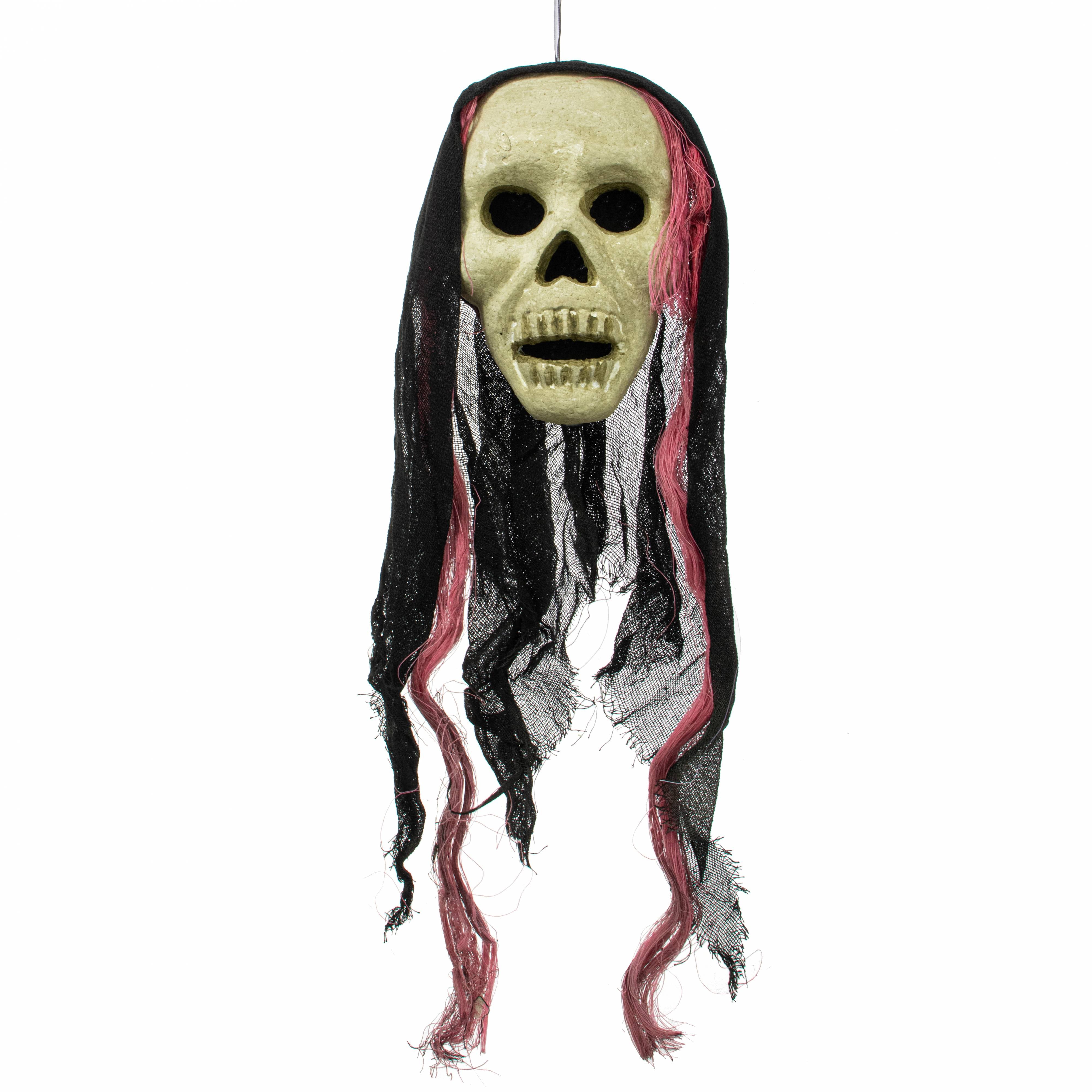 24" x 8" Styrofoam & Burlap Witch Skull: Pink & Black Item Number: HH396262