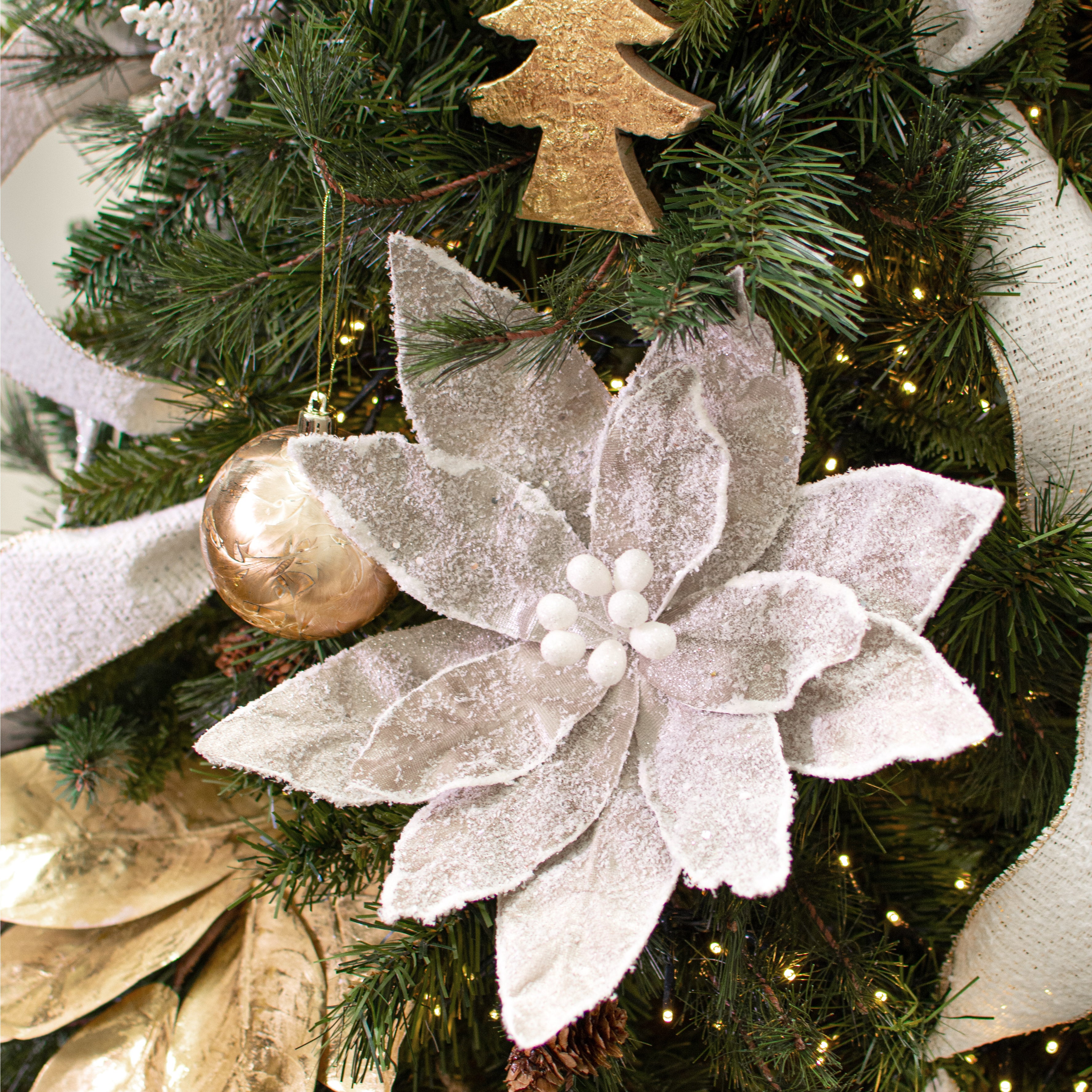 22" Sugar Poinsettia Spray: Taupe Lifestyle Photo