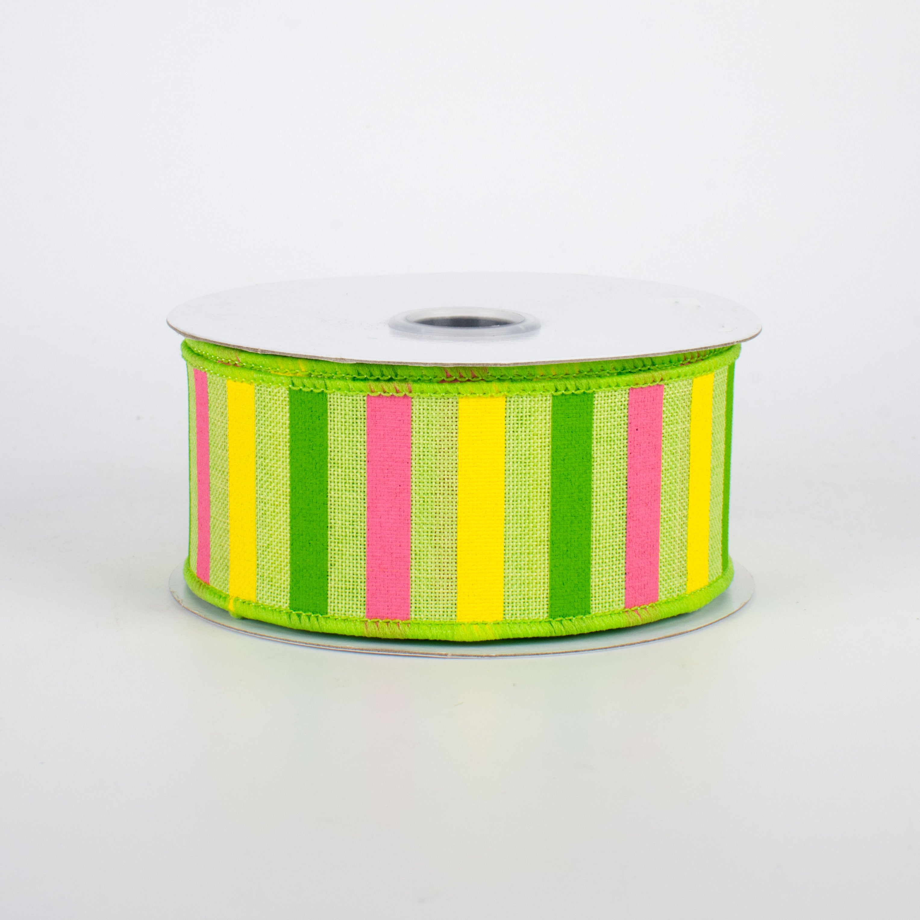 1.5" Summer Horizontal Stripe Ribbon: Bright Green (10 Yards)