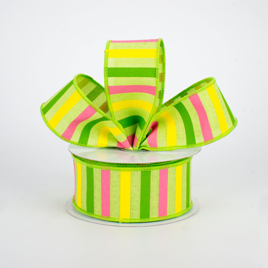 1.5" Summer Horizontal Stripe Ribbon: Bright Green (10 Yards) Lifestyle Photo