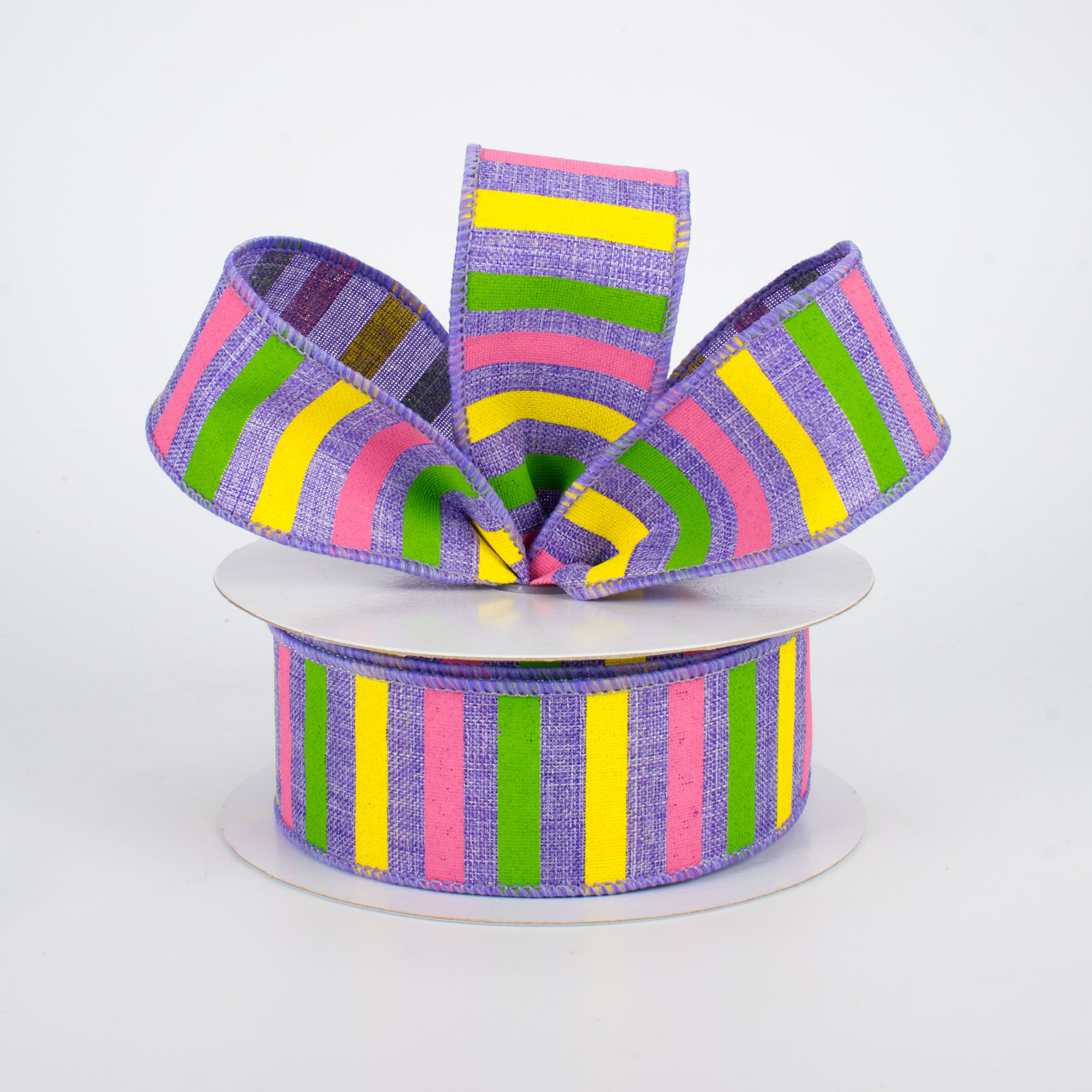1.5" Summer Horizontal Stripe Ribbon: Lavender (10 Yards) Lifestyle Photo