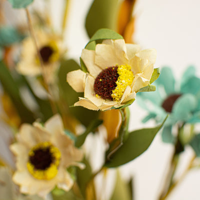 21" Sunflower Berry Filler Bush: Blue & Cream Lifestyle Photo