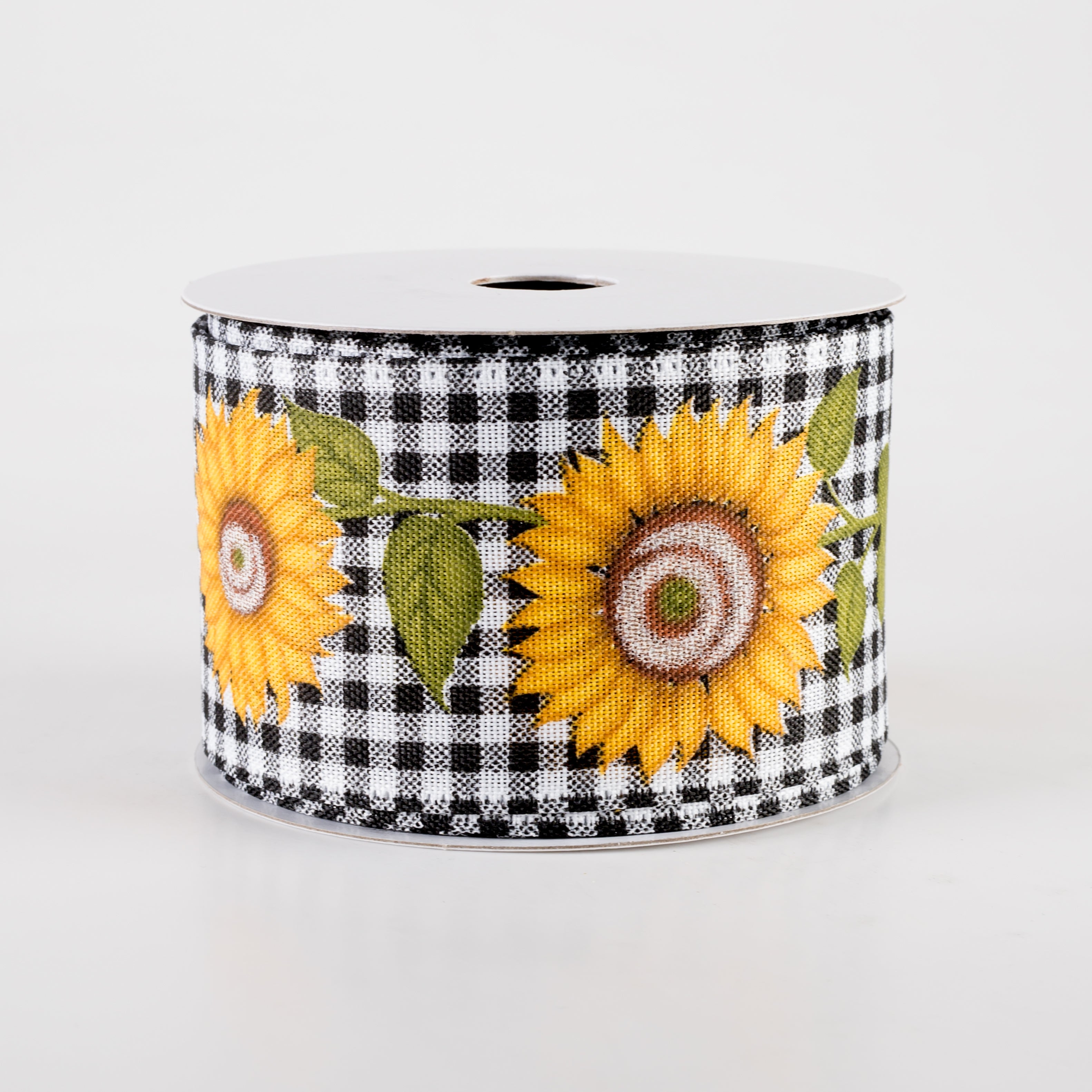 2.5" Sunflower Cascade Gingham Ribbon: Black & White (10 Yards) Item Number: 46416-40-21