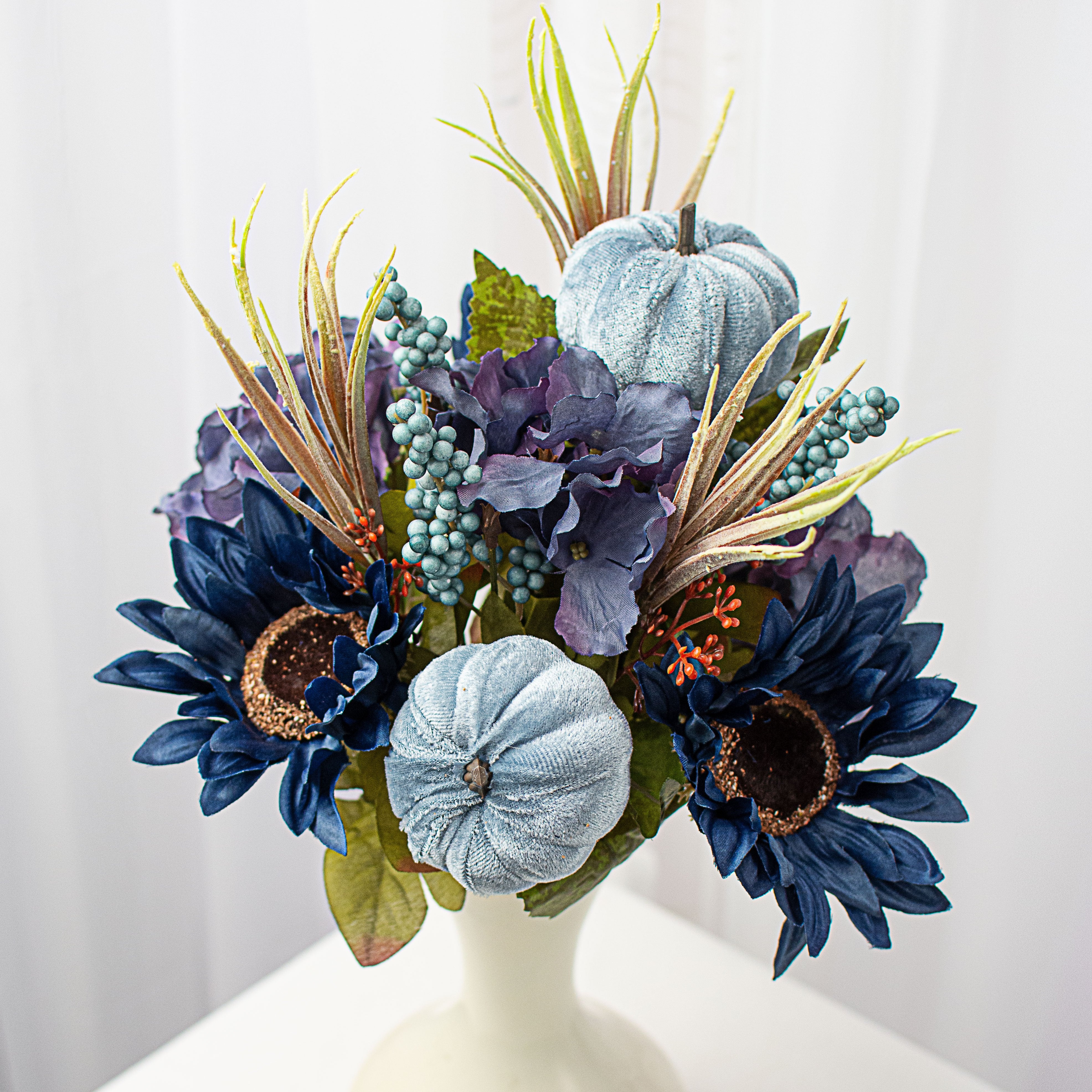 16" Sunflower Hydrangea Pumpkin Bush: Blue Item Number: 56871BL