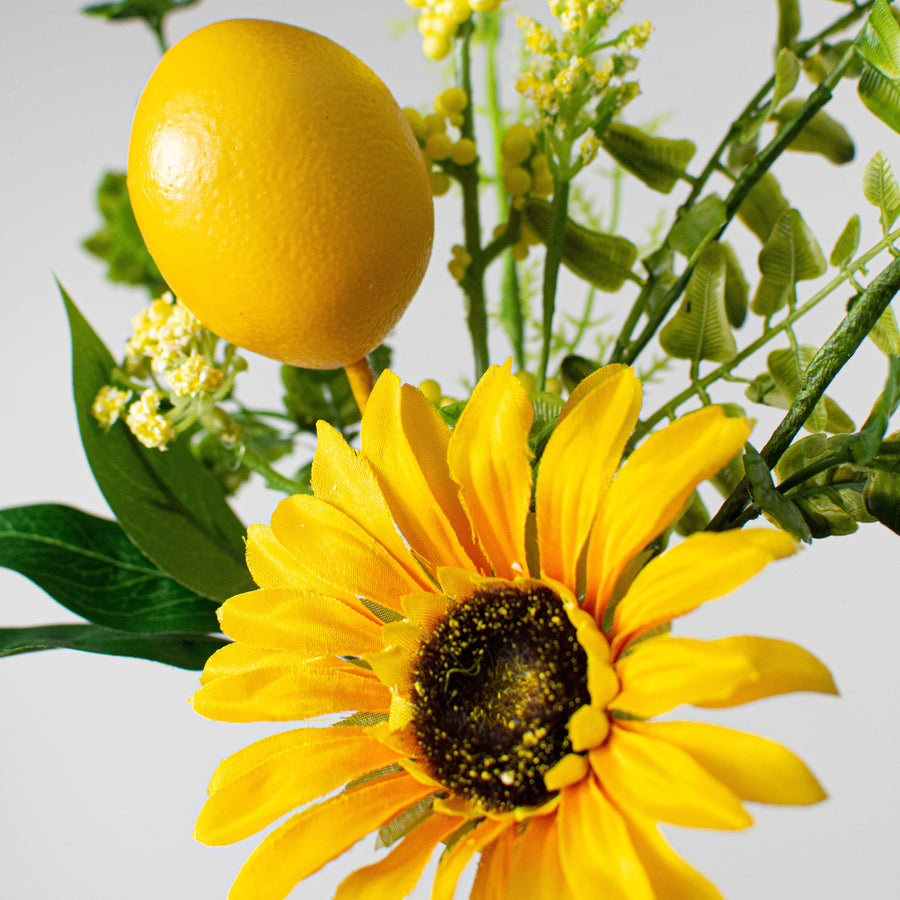 18" Sunflower, Lemon & Leaves Pick Lifestyle Photo