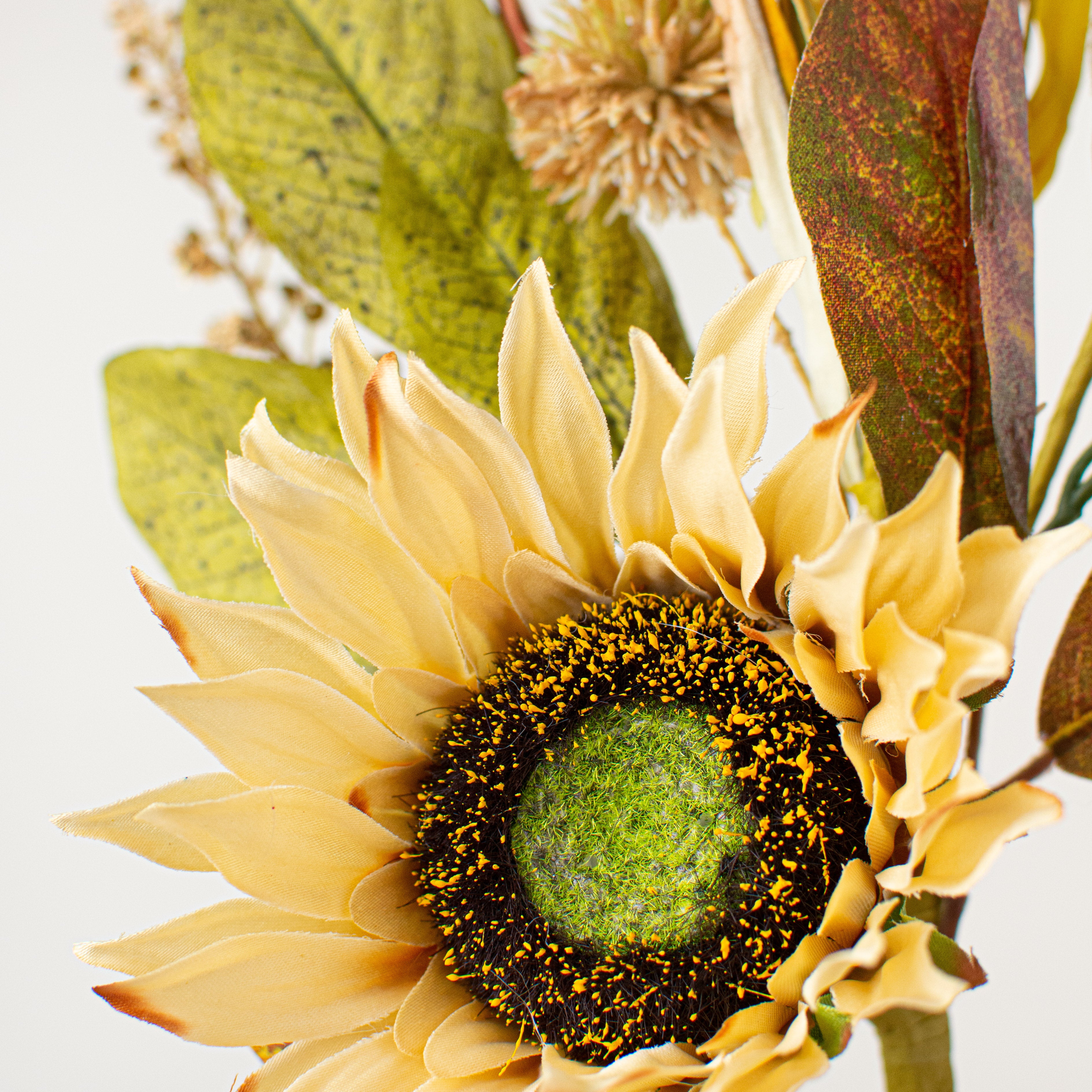 16" Sunflower Pom Pom Pick: Cream Lifestyle Photo
