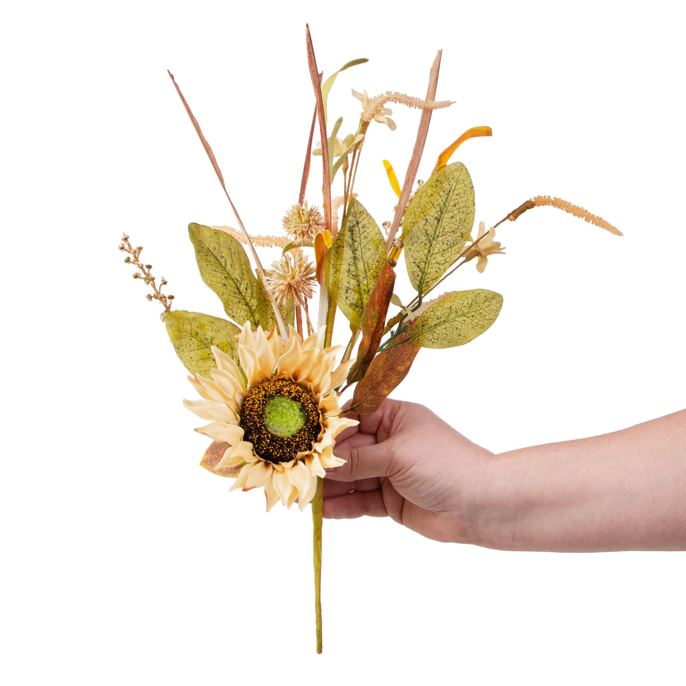 16" Sunflower Pom Pom Pick: Cream detail photo 3