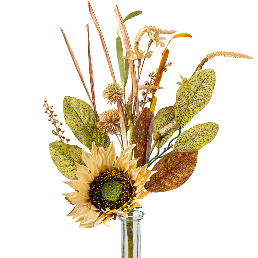 16" Sunflower Pom Pom Pick: Cream Item Number: 56754BE