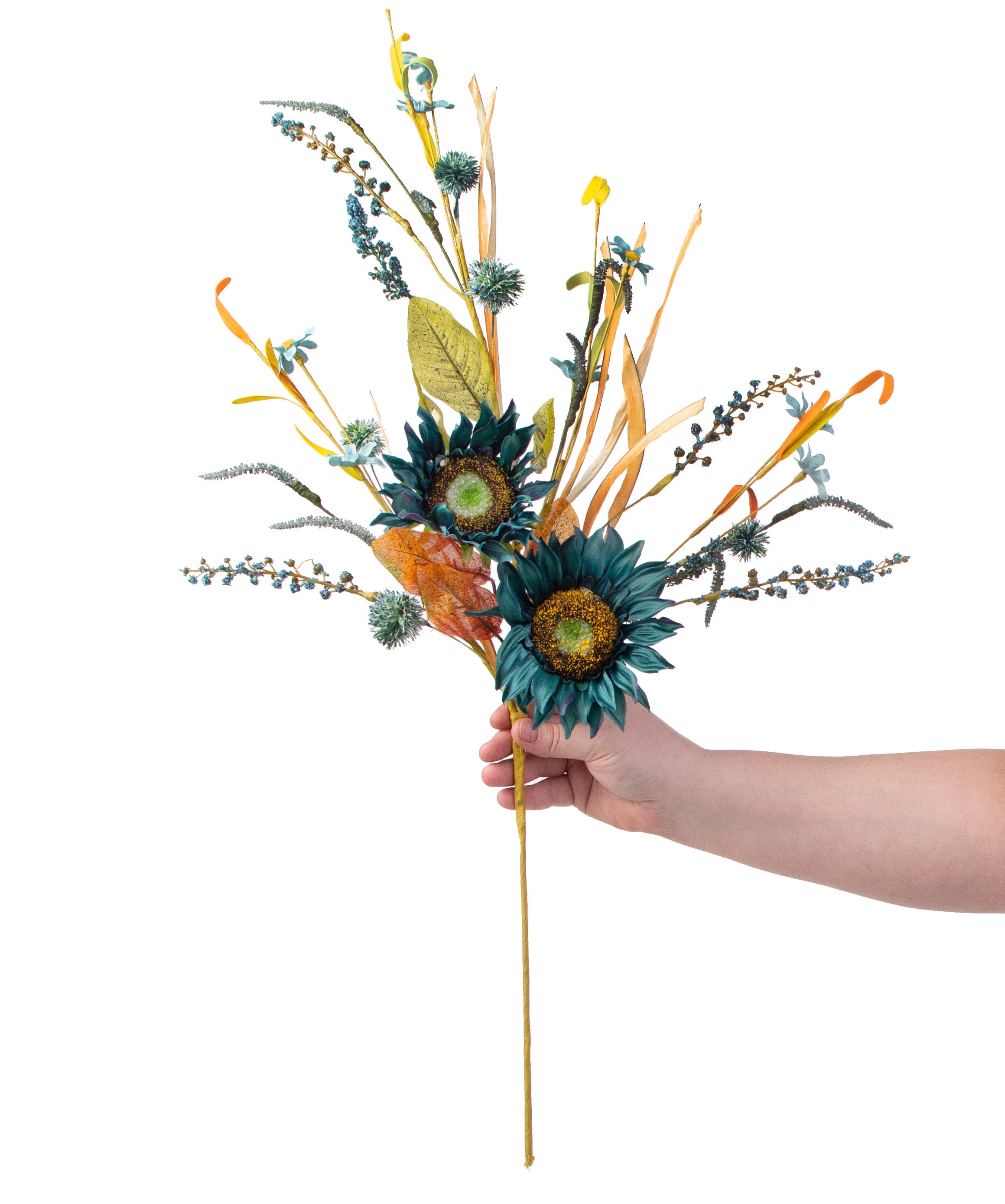 28" Sunflower Pom Pom Spray: Blue detail photo 3