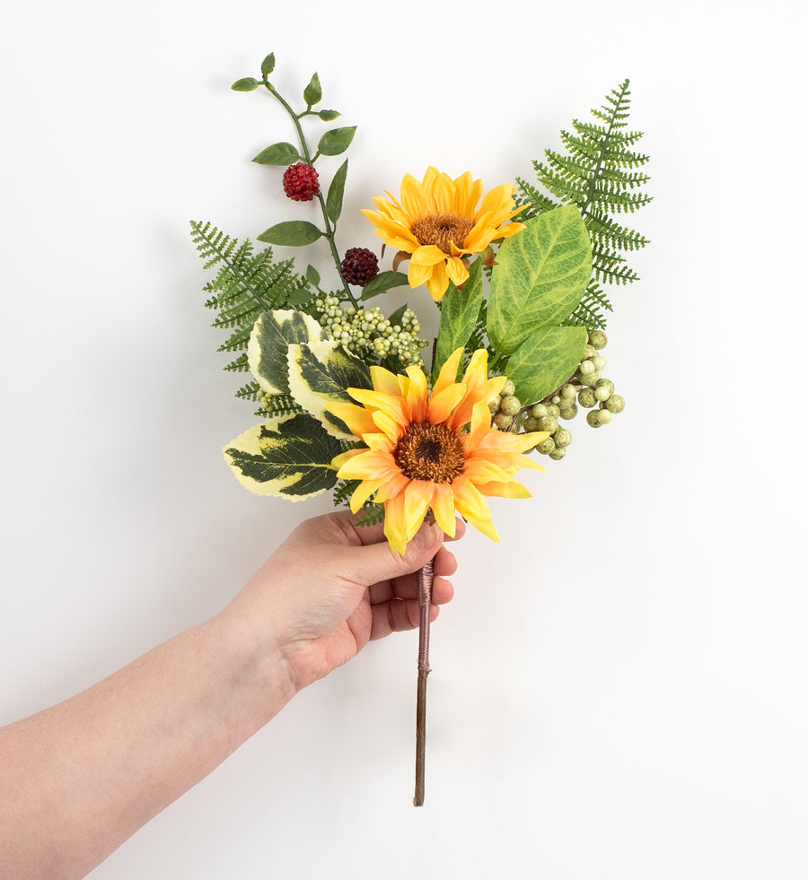 16" Sunflower, Raspberry & Fern Pick detail photo 3