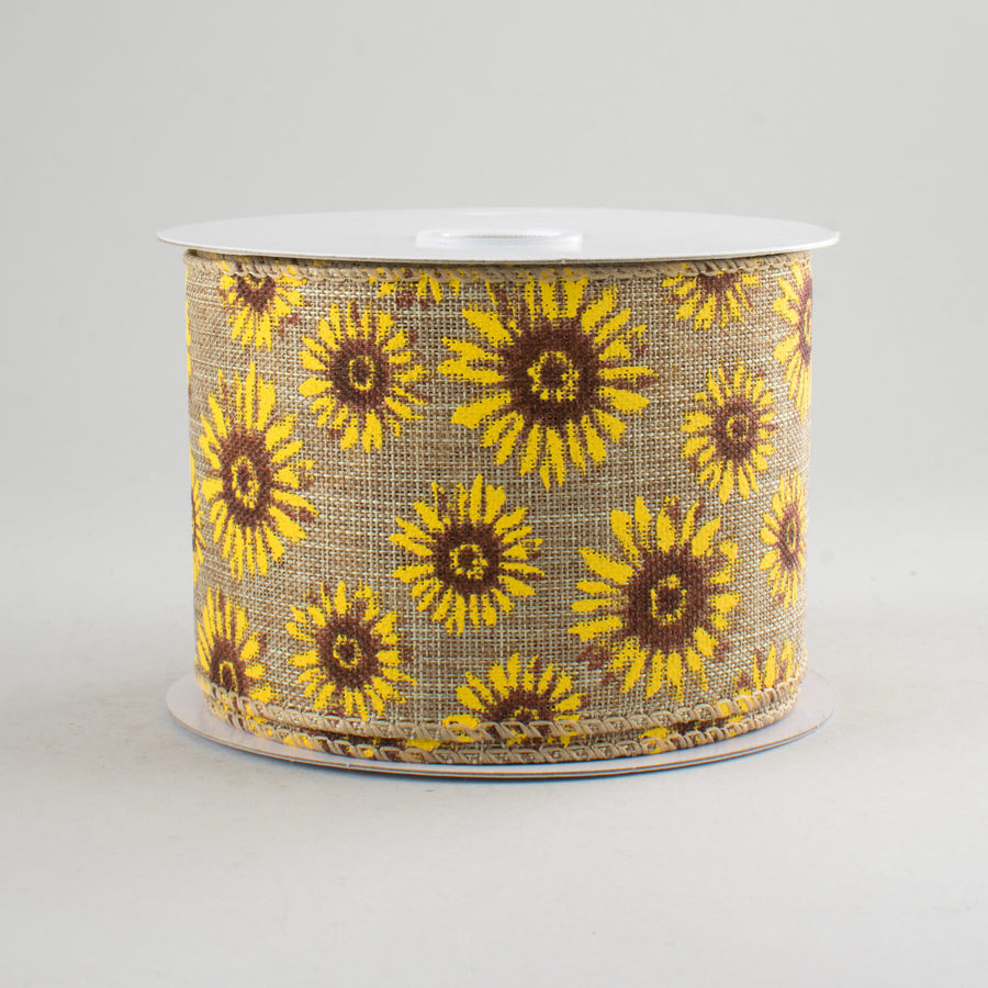 2.5" Sunflower Ribbon: Natural (10 Yards)