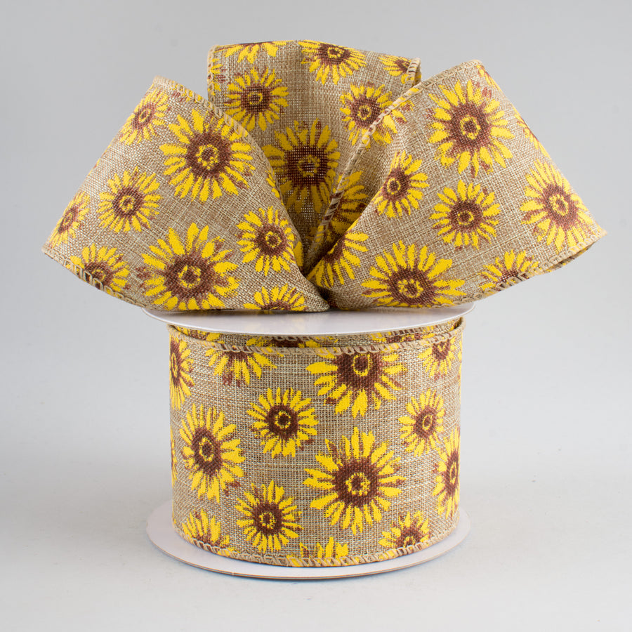 2.5" Sunflower Ribbon: Natural (10 Yards) Lifestyle Photo