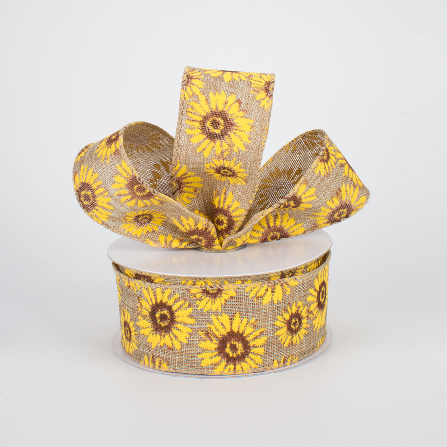 1.5" Sunflower Ribbon: Natural (10 Yards) Lifestyle Photo